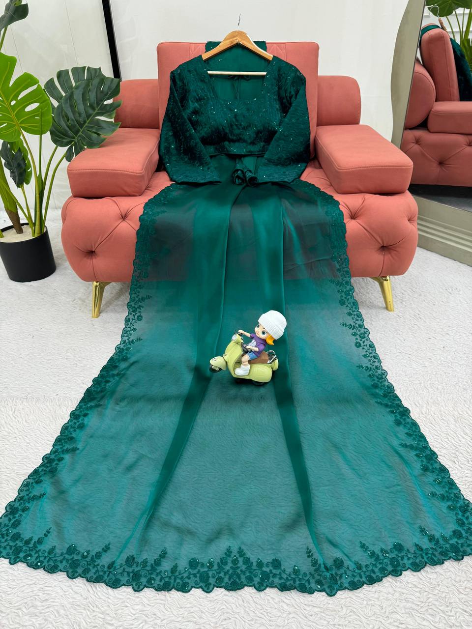 Rama Green JImmy Chu Thred Work Saree