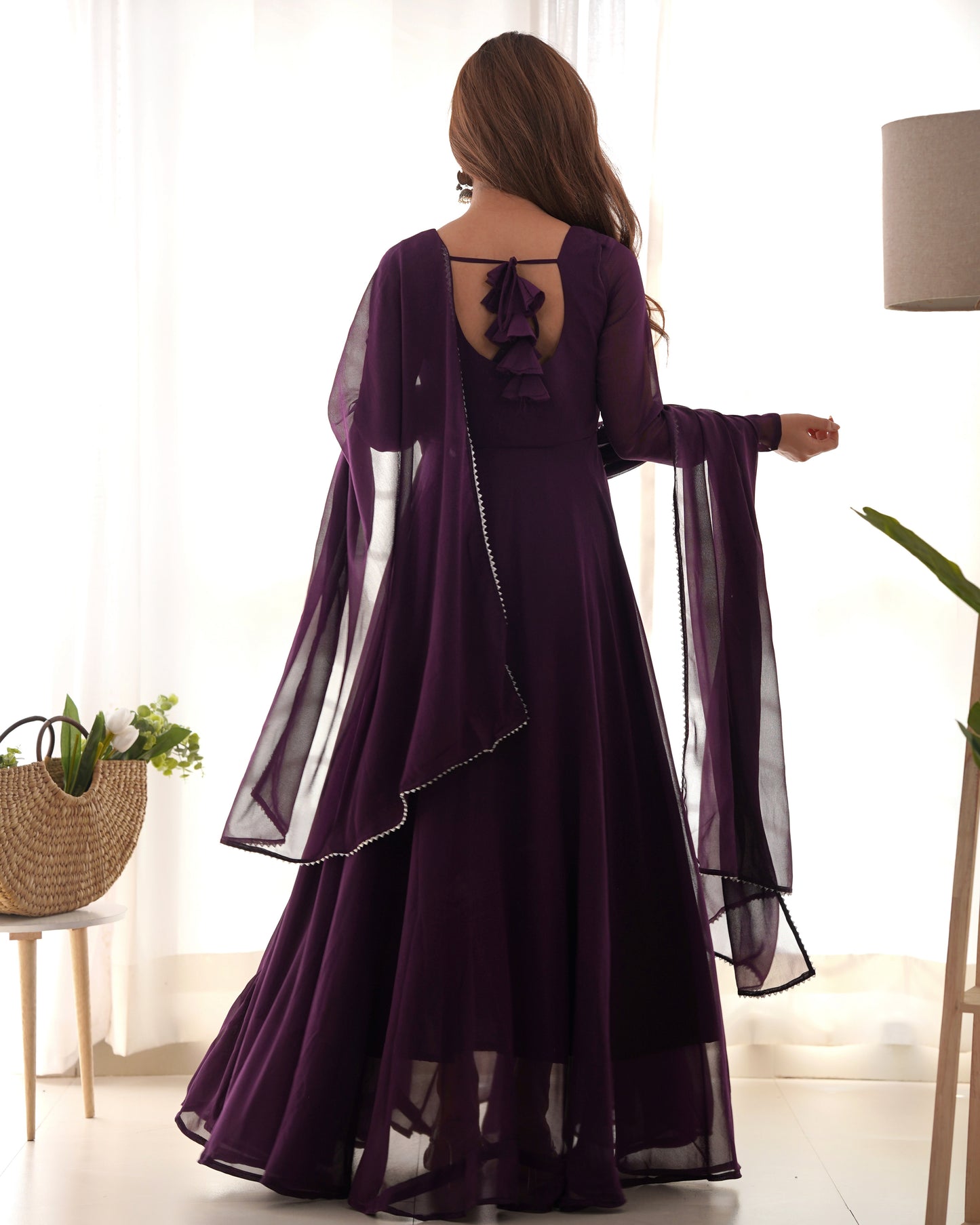 WINE COLOR SOFT GEORGETTE PREMIUM ANARKALI 3PC KURTA SET