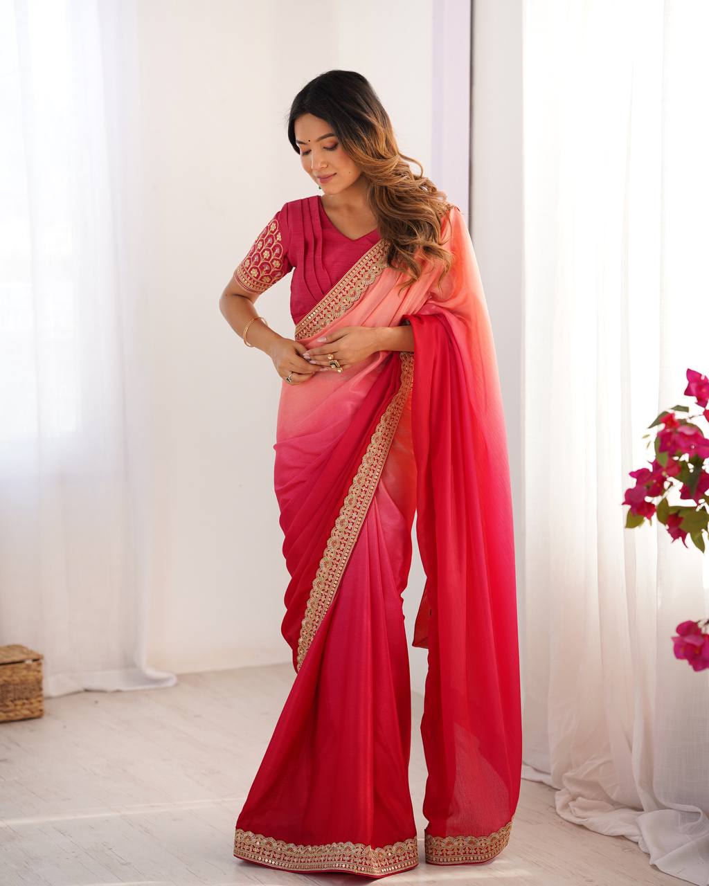 Sequined Grace Chinon Saree
