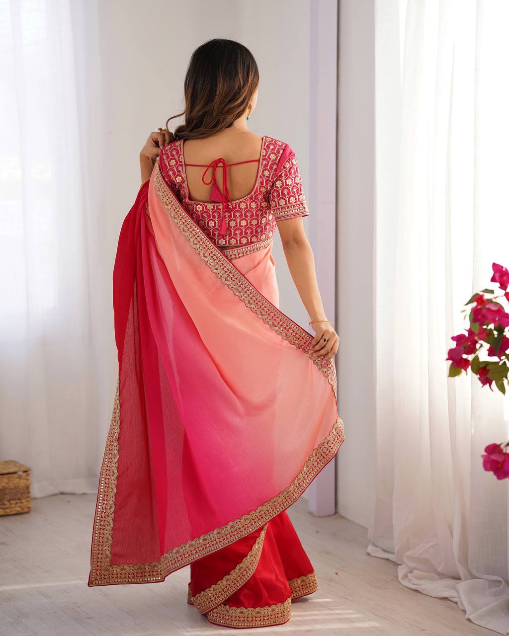 Sequined Grace Chinon Saree