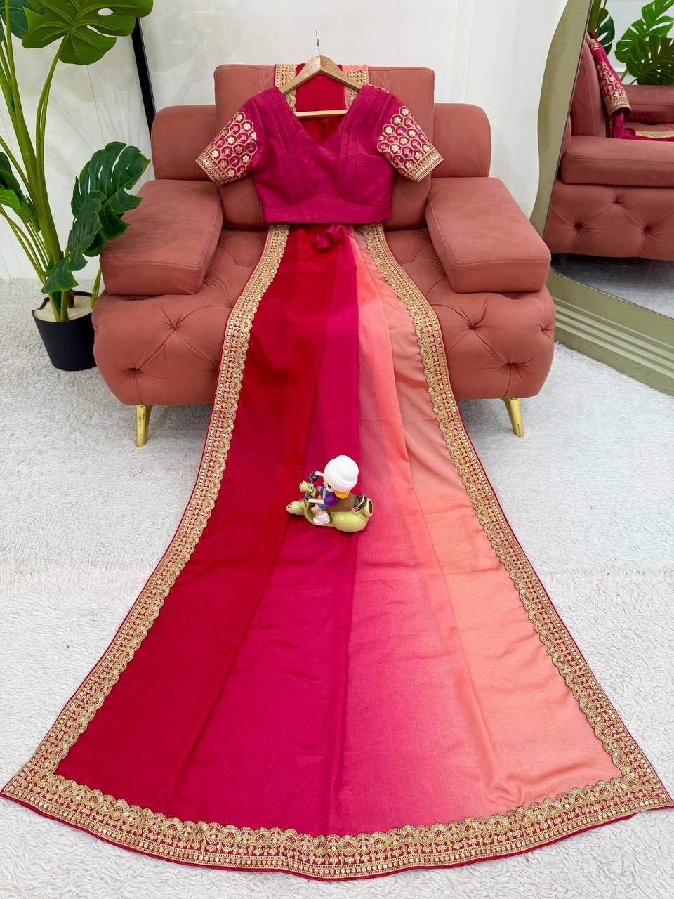 Sequined Grace Chinon Saree