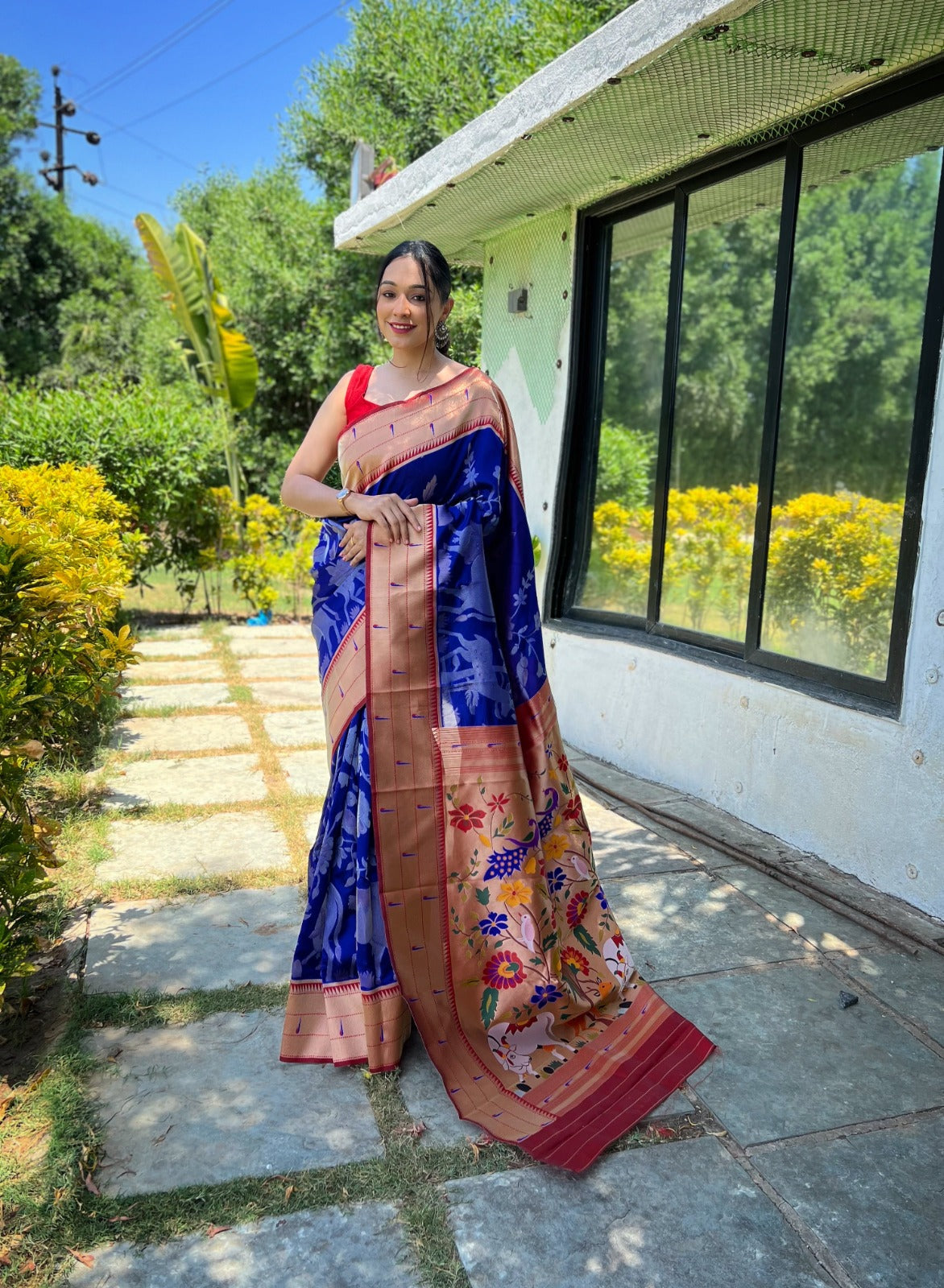 PURE SOFT PAITHANI SILK ORANGE COLOR SAREE