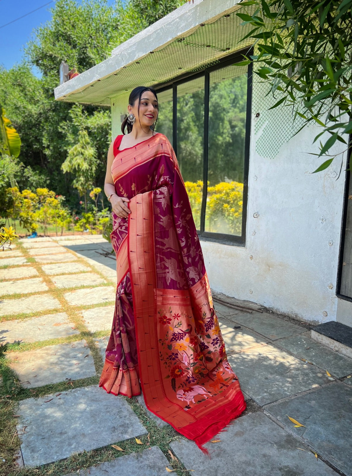 PURE SOFT PAITHANI SILK ORANGE COLOR SAREE