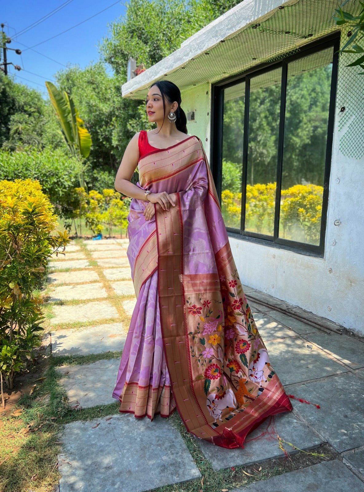 PURE SOFT PAITHANI SILK ORANGE COLOR SAREE