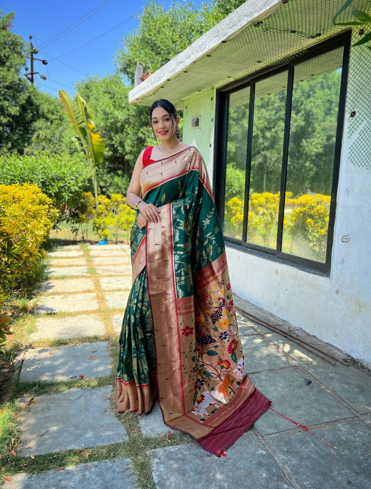 PURE SOFT PAITHANI SILK ORANGE COLOR SAREE