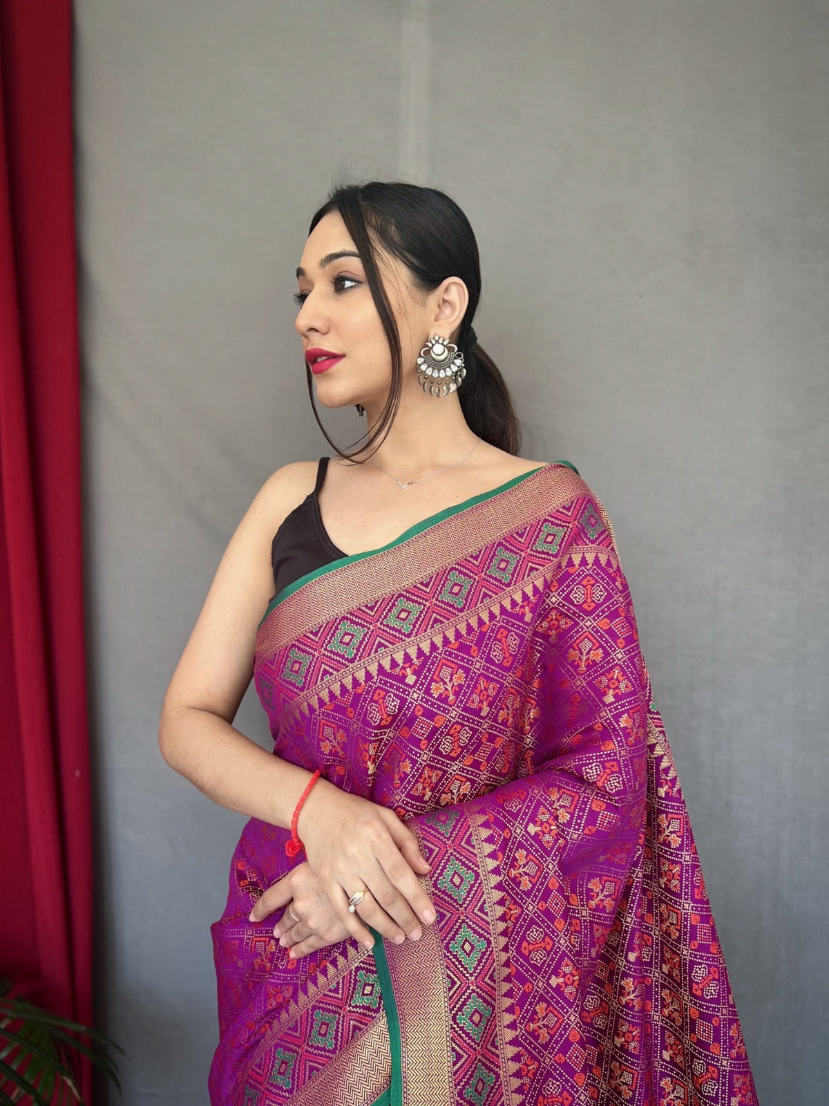 MEENAKARI WORK DEEP PINK COLOR PURE PATOLA SILK SAREE