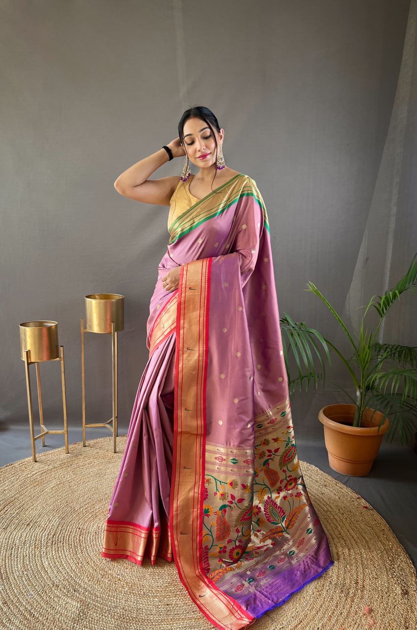 SKY BLUE COLOR GANGA JAMUNA COMBINATION WITH PAITHANI SILK SAREE