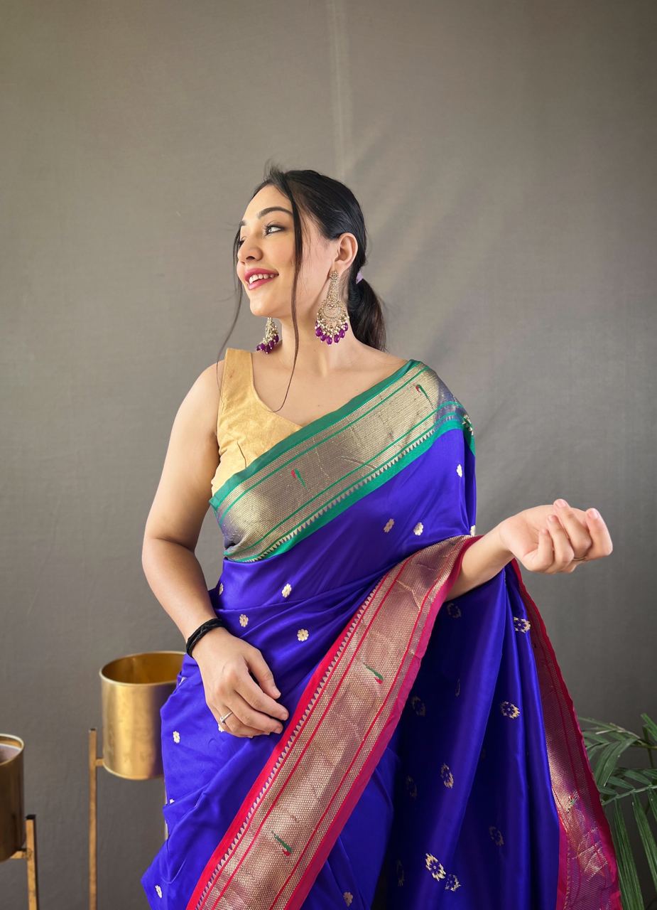 SKY BLUE COLOR GANGA JAMUNA COMBINATION WITH PAITHANI SILK SAREE