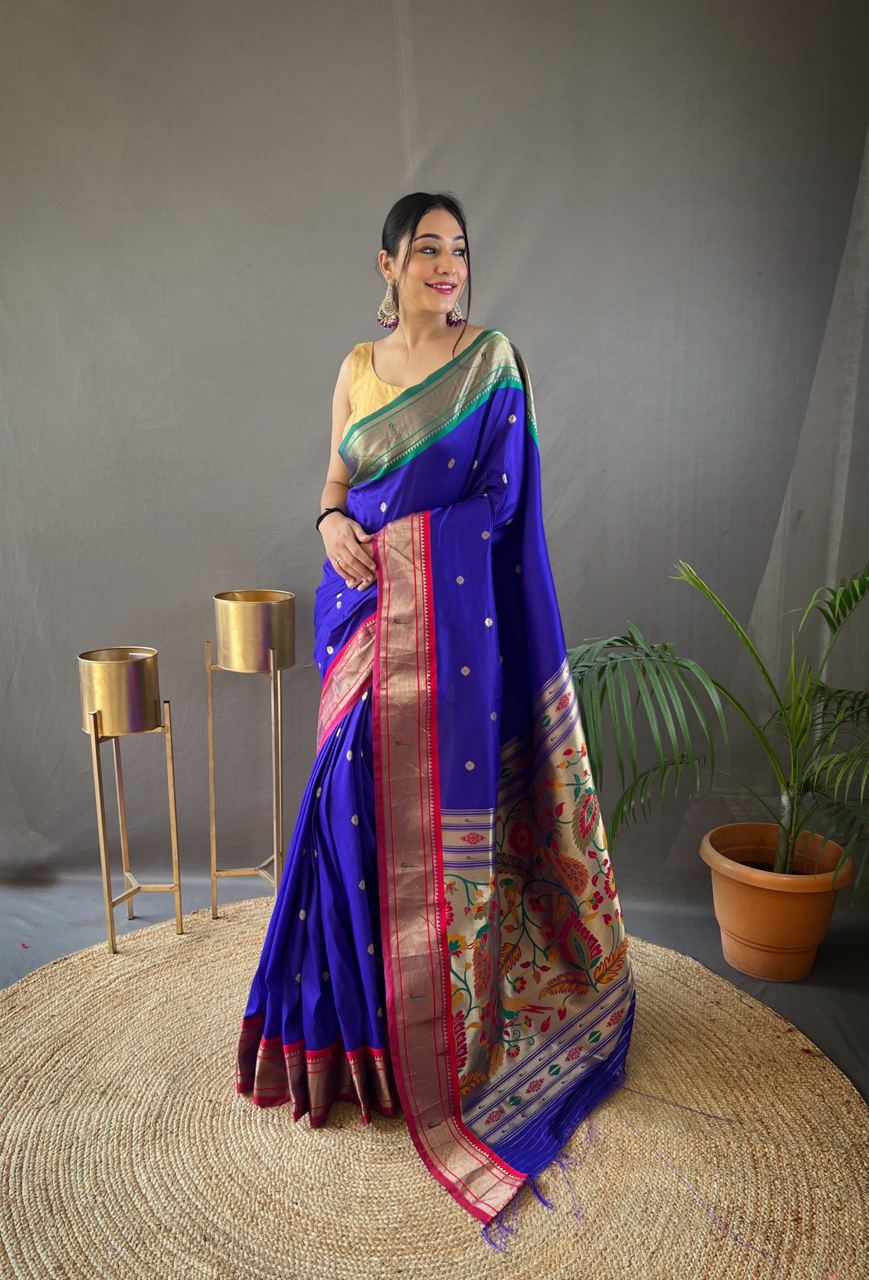 SKY BLUE COLOR GANGA JAMUNA COMBINATION WITH PAITHANI SILK SAREE