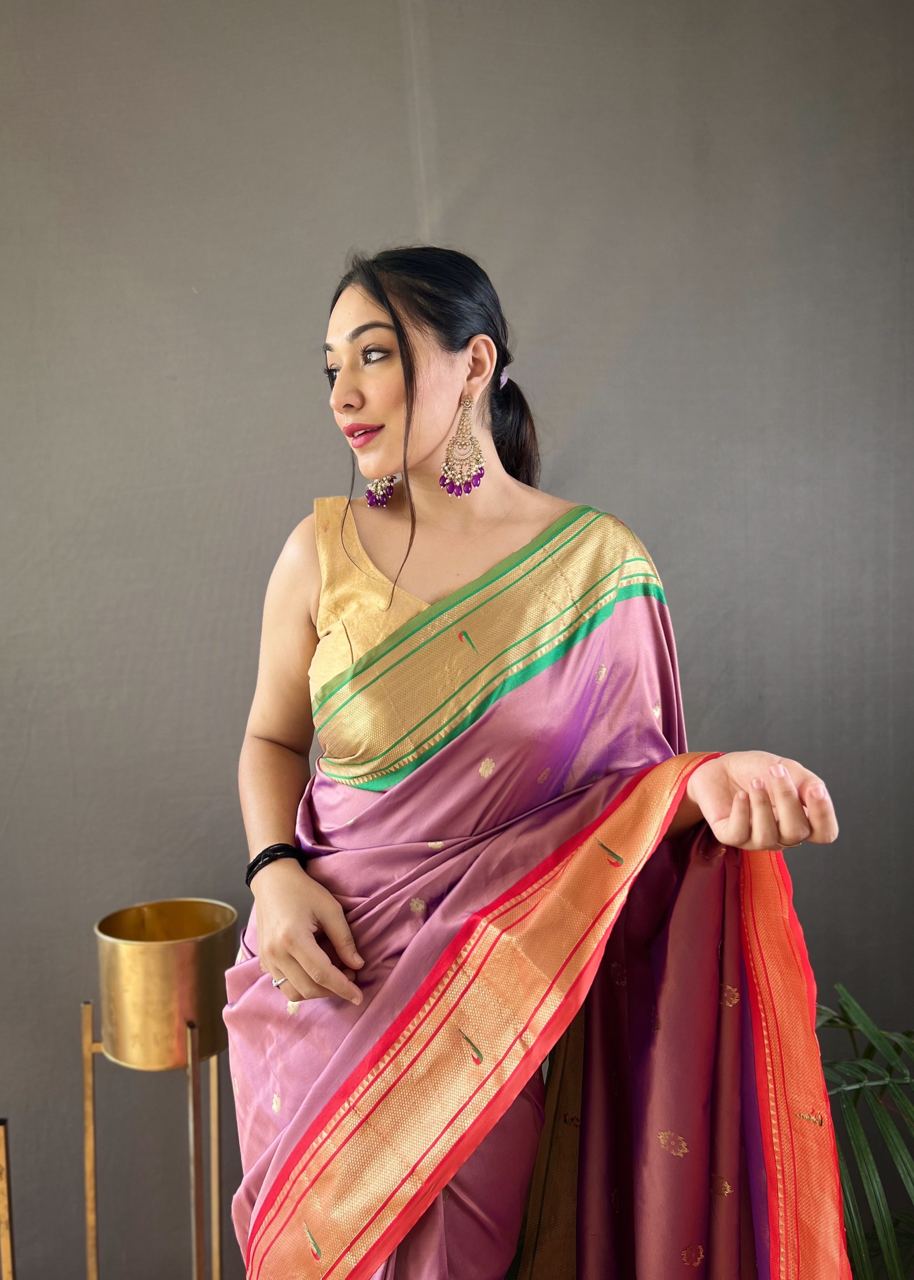SKY BLUE COLOR GANGA JAMUNA COMBINATION WITH PAITHANI SILK SAREE