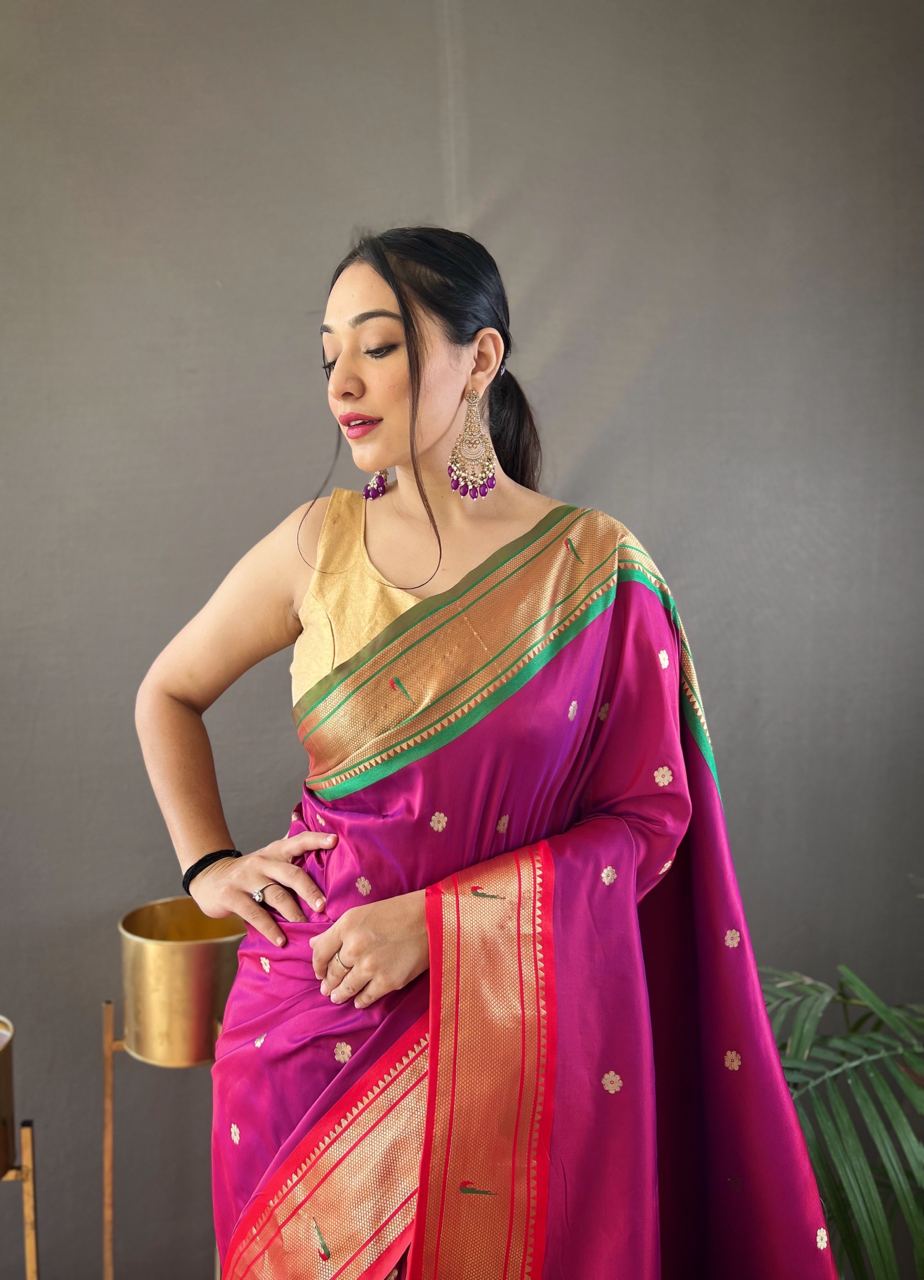 SKY BLUE COLOR GANGA JAMUNA COMBINATION WITH PAITHANI SILK SAREE