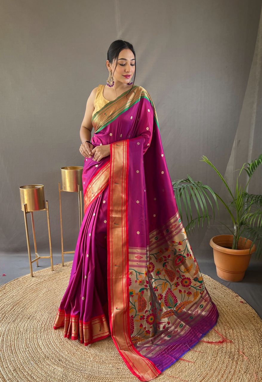 SKY BLUE COLOR GANGA JAMUNA COMBINATION WITH PAITHANI SILK SAREE