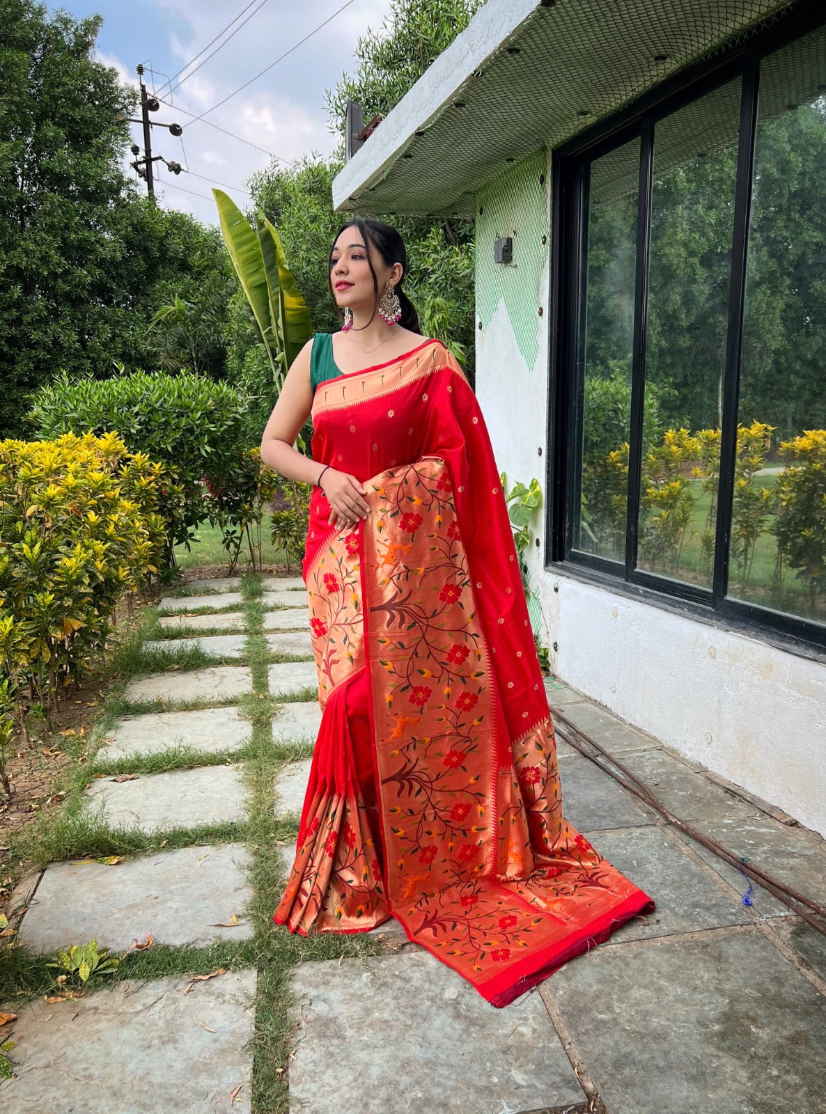 TRADITIONAL MAROON COLOR PURE PAITHANI SILK SAREE