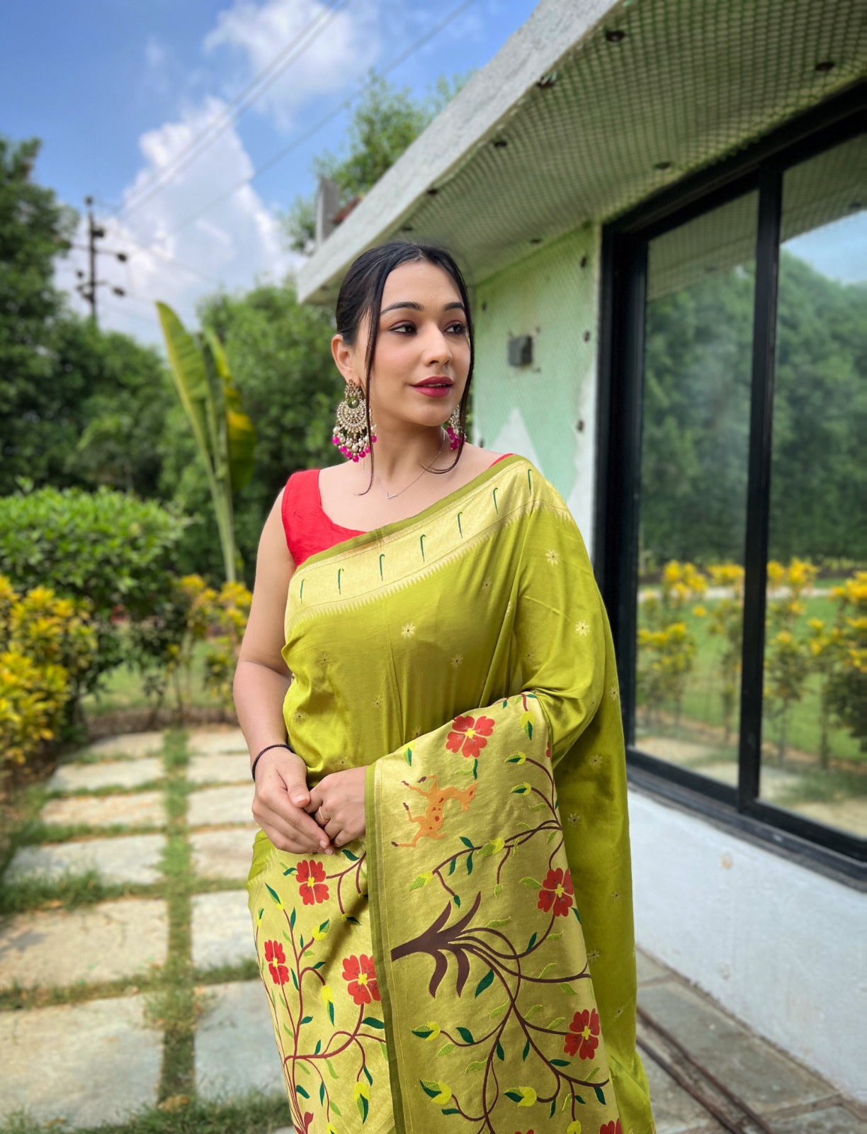 TRADITIONAL MAROON COLOR PURE PAITHANI SILK SAREE