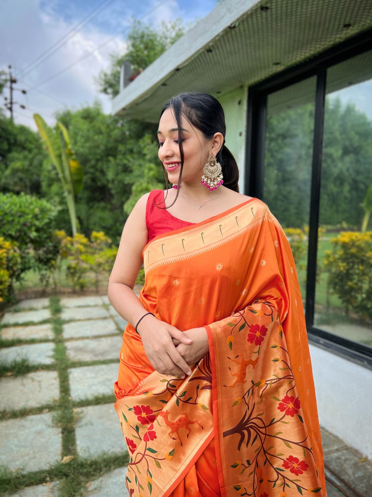 TRADITIONAL MAROON COLOR PURE PAITHANI SILK SAREE