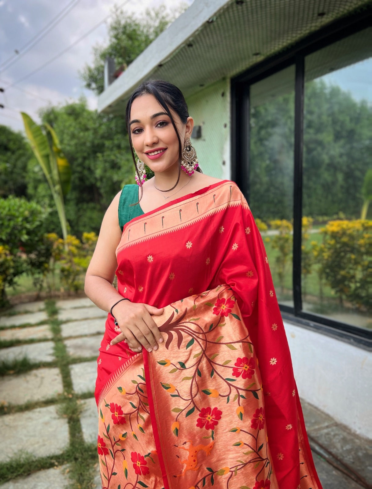 TRADITIONAL MAROON COLOR PURE PAITHANI SILK SAREE