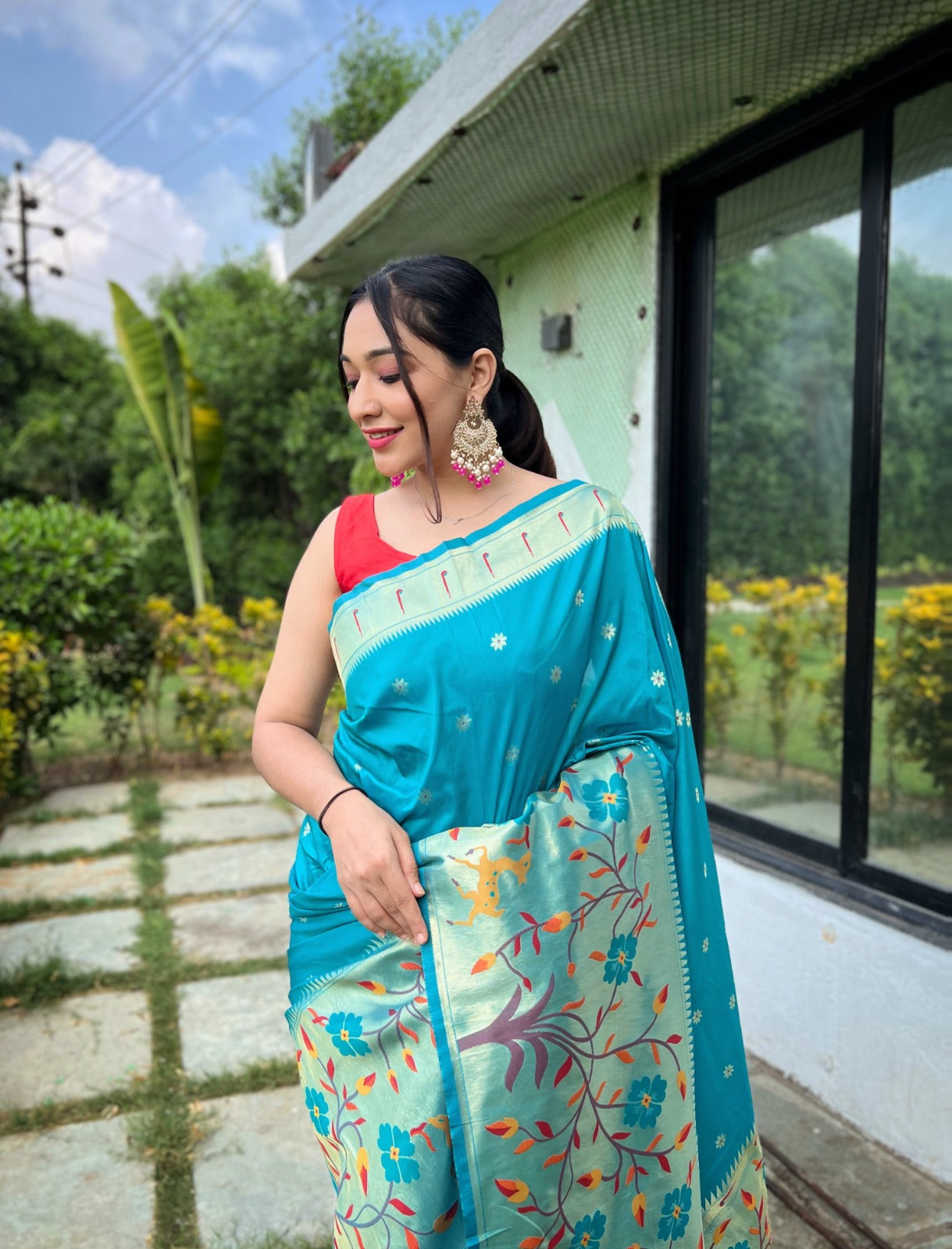 TRADITIONAL MAROON COLOR PURE PAITHANI SILK SAREE