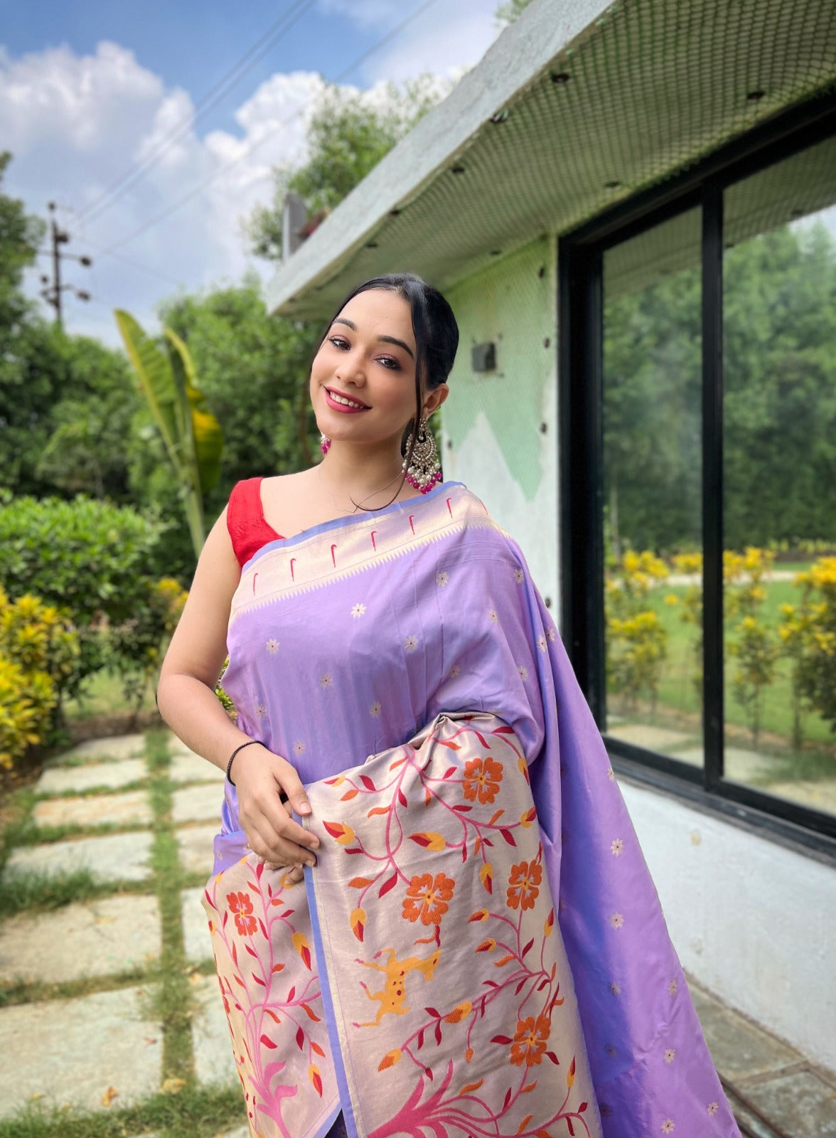 TRADITIONAL MAROON COLOR PURE PAITHANI SILK SAREE