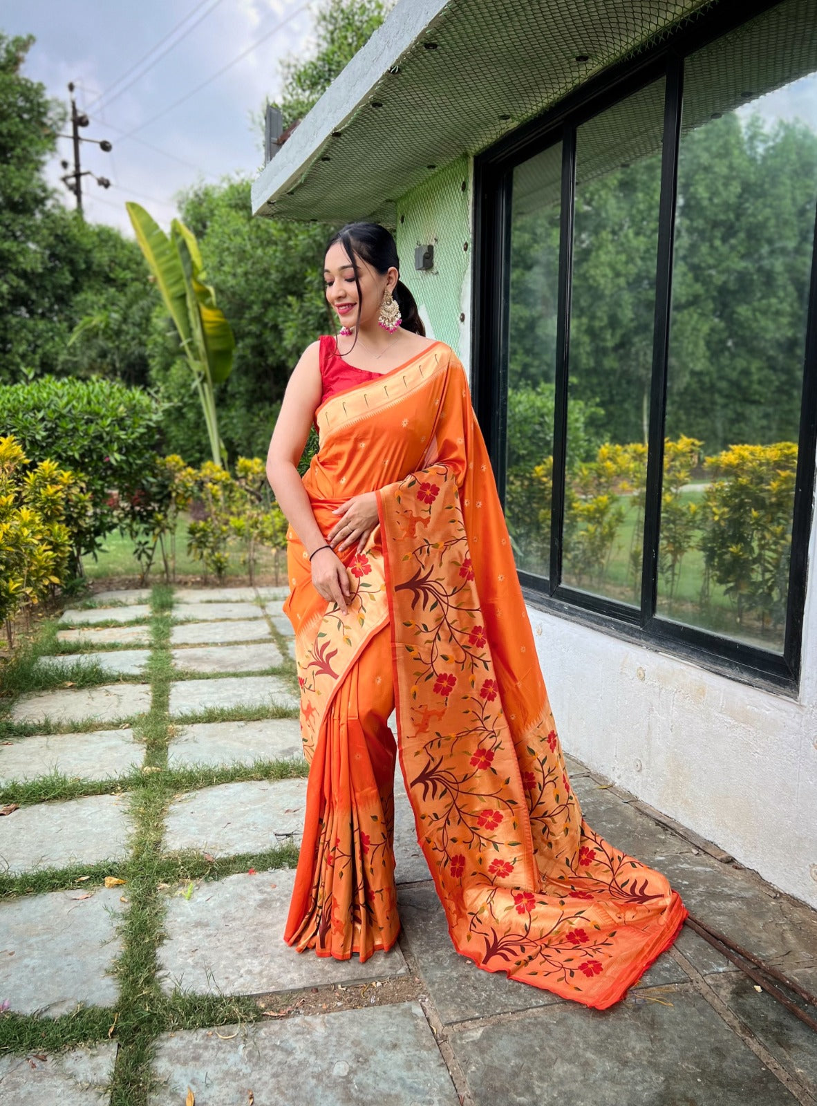TRADITIONAL MAROON COLOR PURE PAITHANI SILK SAREE