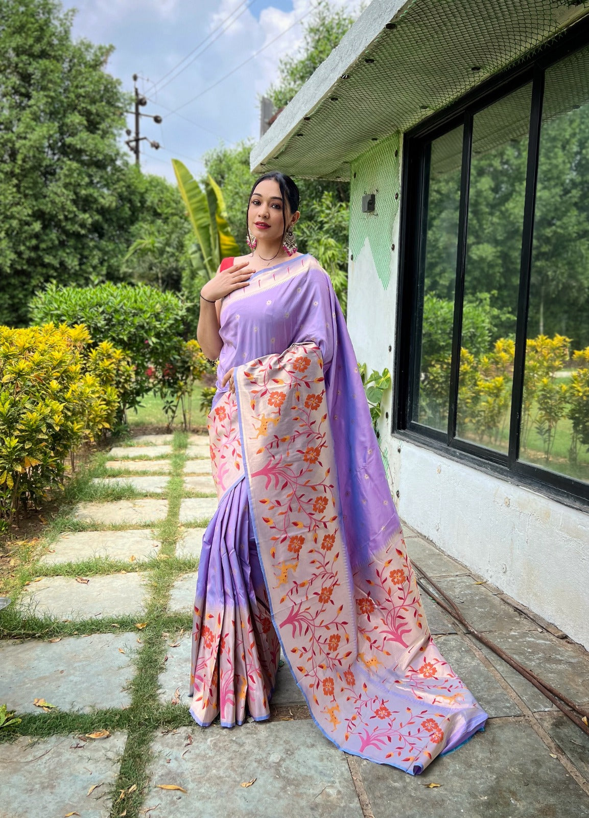 TRADITIONAL MAROON COLOR PURE PAITHANI SILK SAREE
