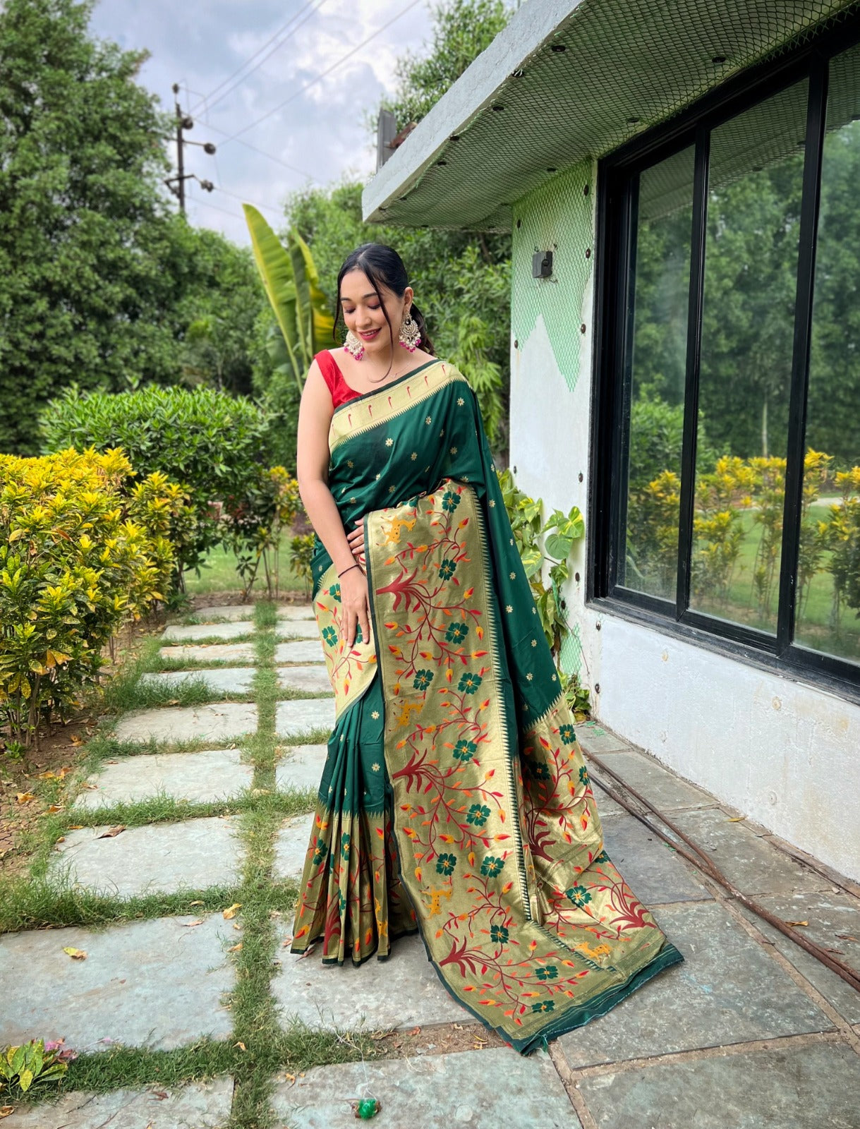 TRADITIONAL MAROON COLOR PURE PAITHANI SILK SAREE