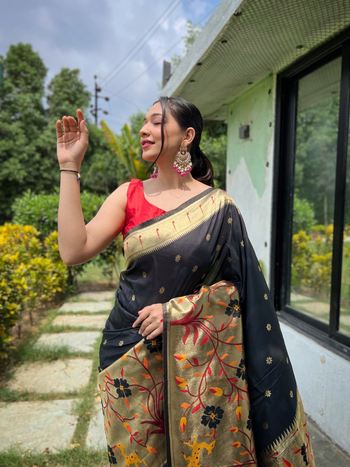TRADITIONAL MAROON COLOR PURE PAITHANI SILK SAREE