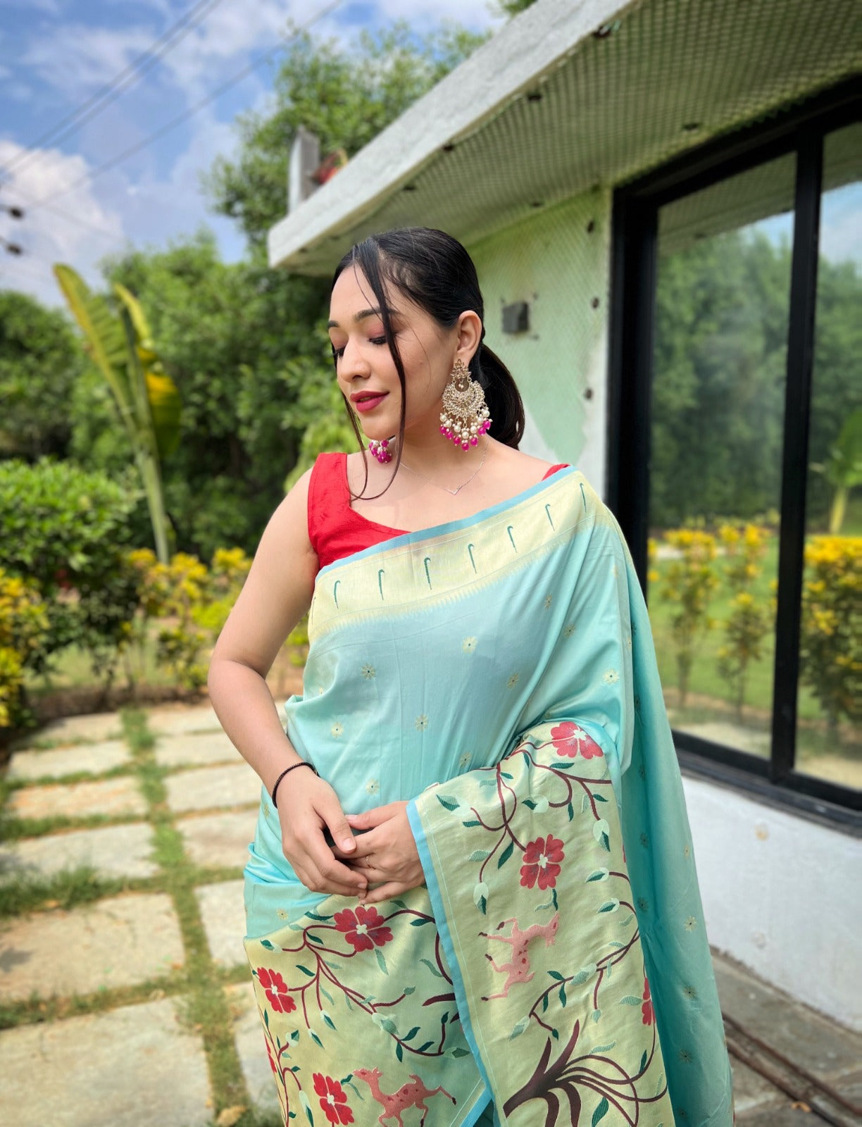 TRADITIONAL MAROON COLOR PURE PAITHANI SILK SAREE