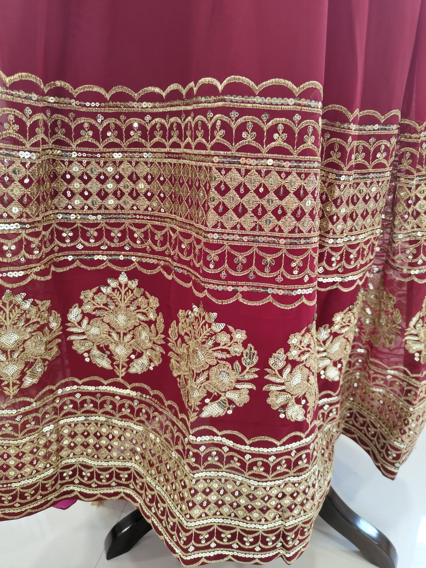MAROON COLOR DESIGNER SPARKLING FULLY STITCHED ANARKALI GOWN WITH DUPATTA