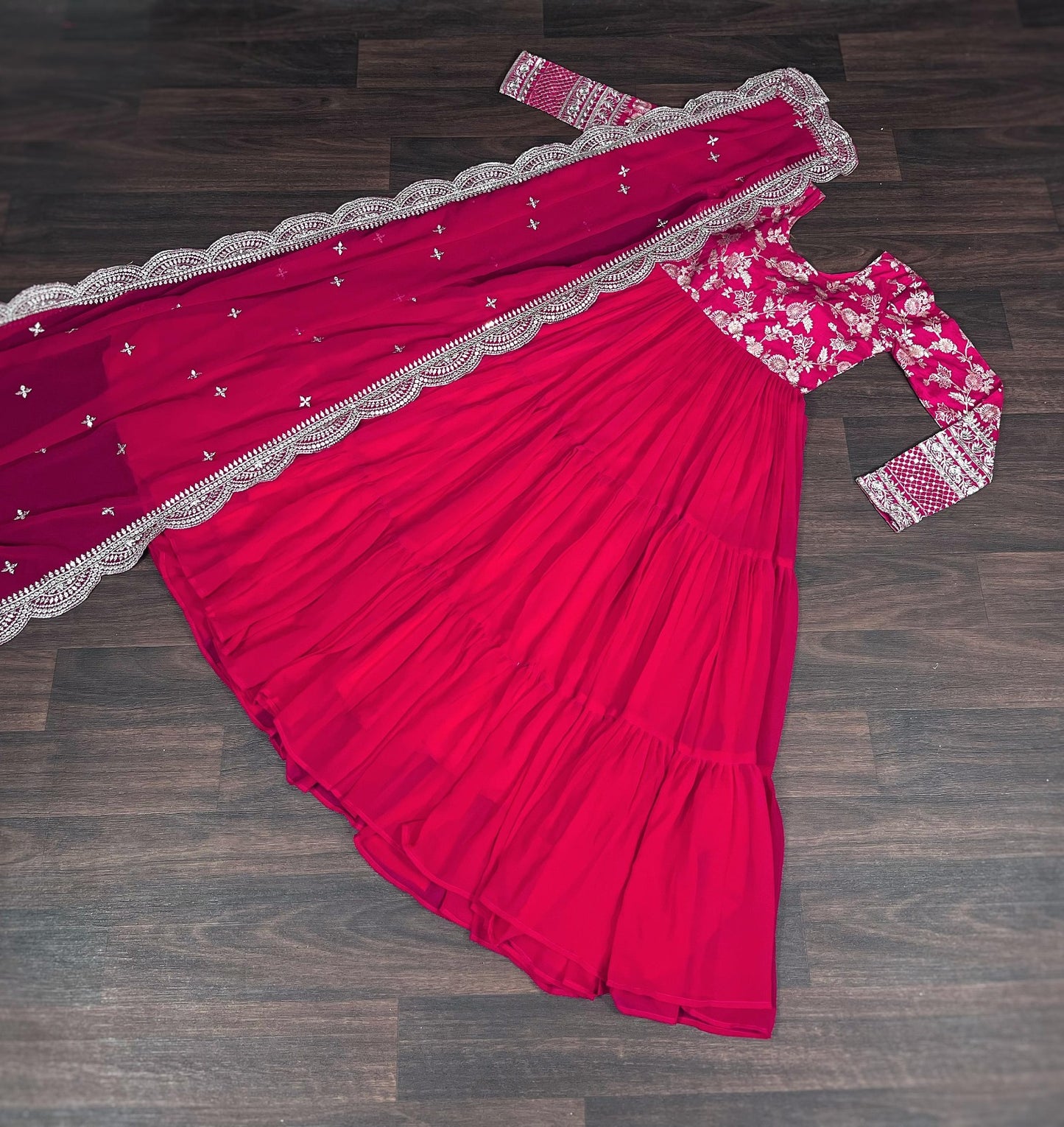 EMPRESS PURPLE JACQUARD VISCOSE WITH SOFT GEORGETTE ANARKALI GOWN WITTTH DUPATTA