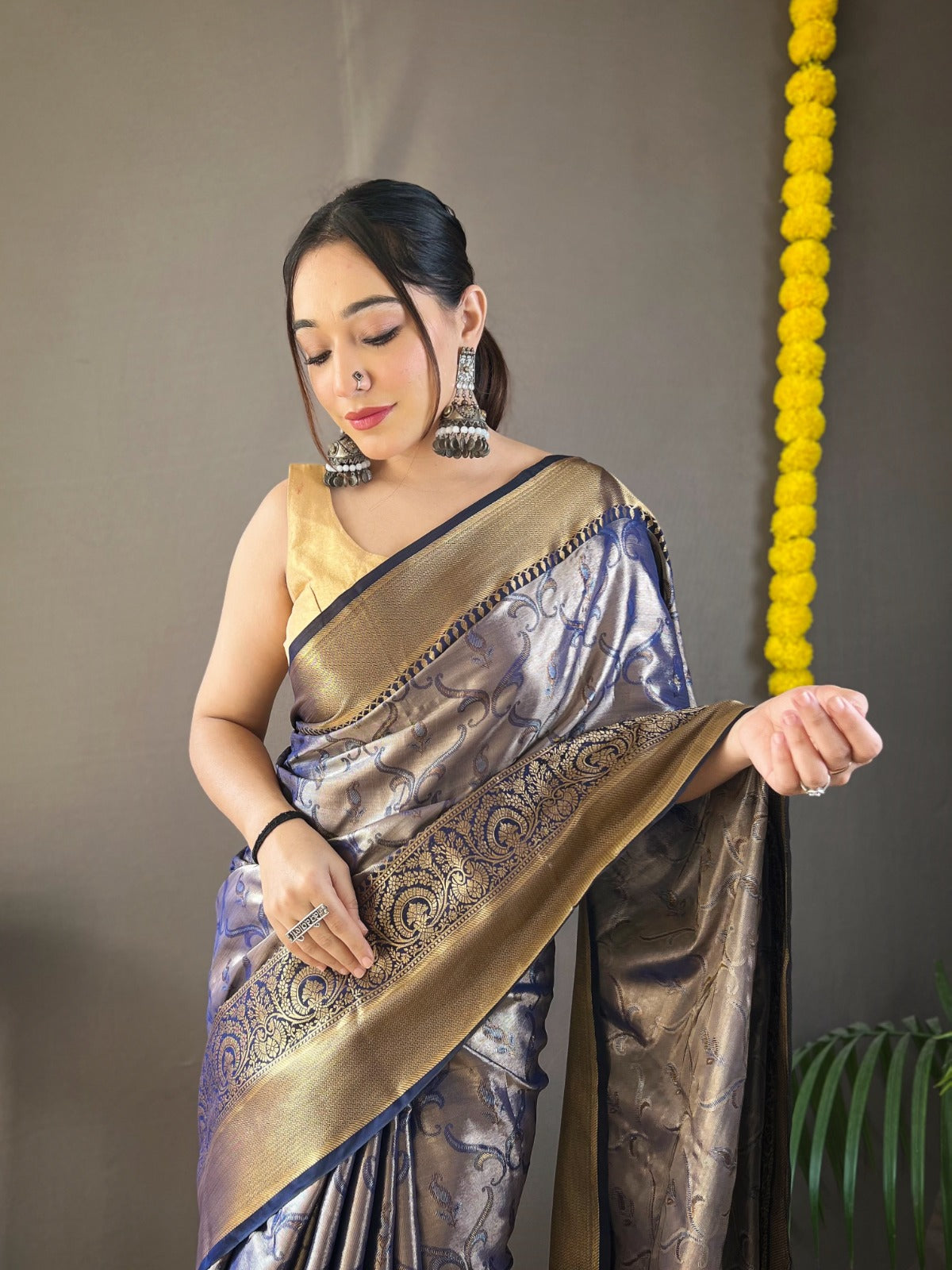 DIFFERENT ZARI WEAVING WITH KANCHIPURAM SILK  GREEN COLOR SAREE