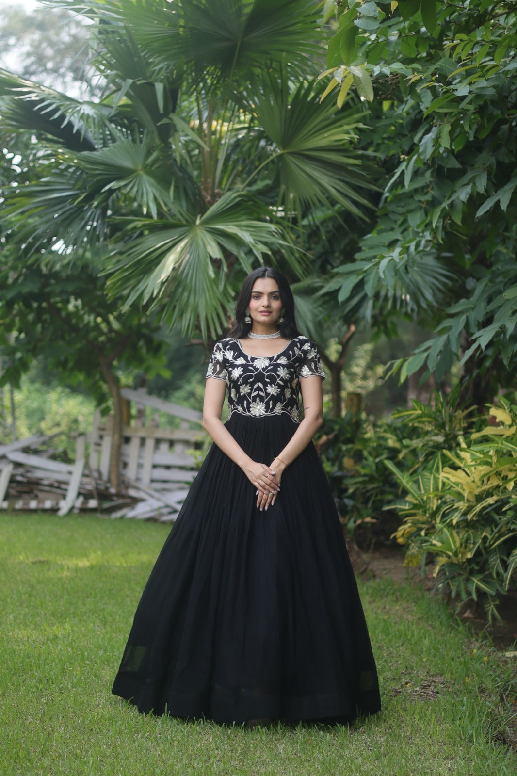 DIVINE RUBY RED FAUX CODING SEQUINS EMBROIDERY WORK ANARKALI GOWN