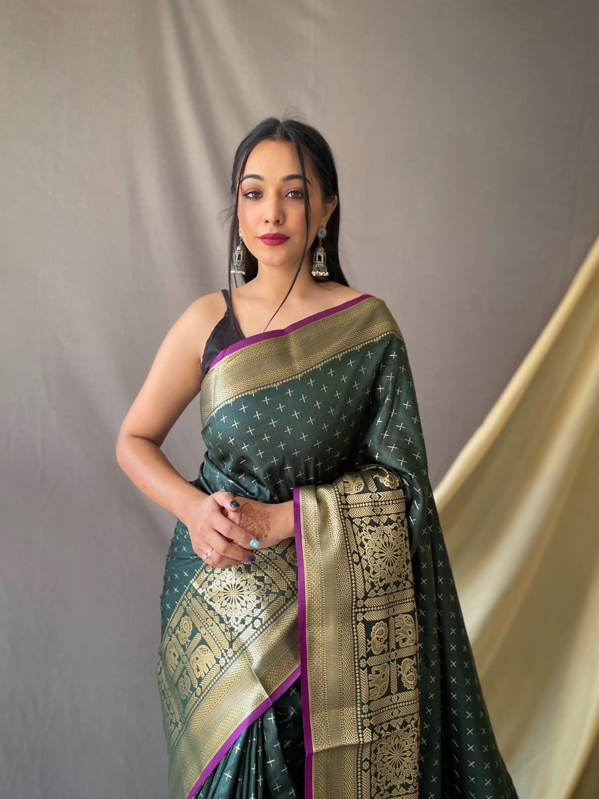 MAROON COLOR HEAVY JACQUARD & SMALL MOTIFS SILK SAREE