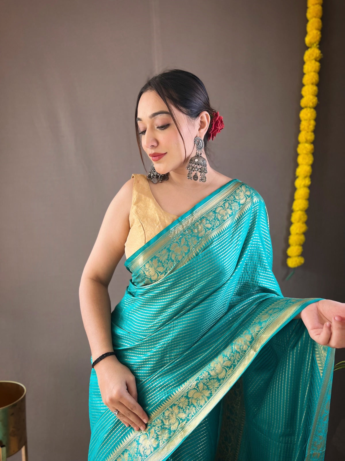 MULBERRY PINK COLOR SOFT LINING COPPER SILK SAREE