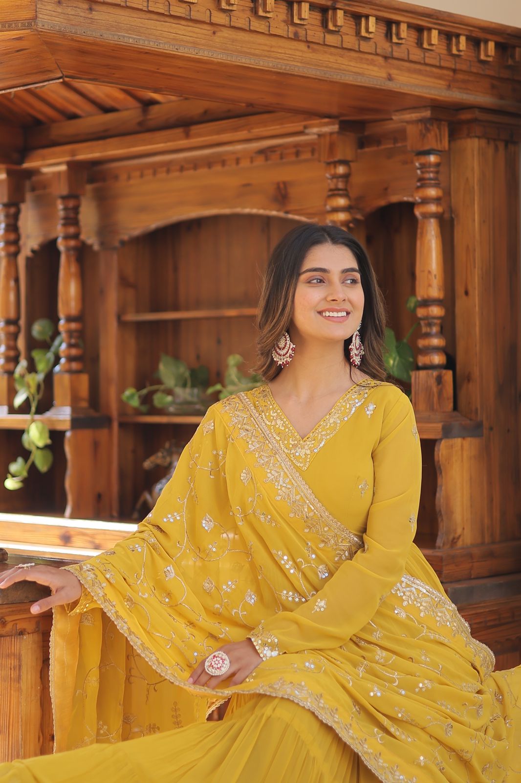 PESTALGREEN FAUX GEORGETTE WITH EMBROIDERY WORK ANARKALI GOWN WITH DUPATTA