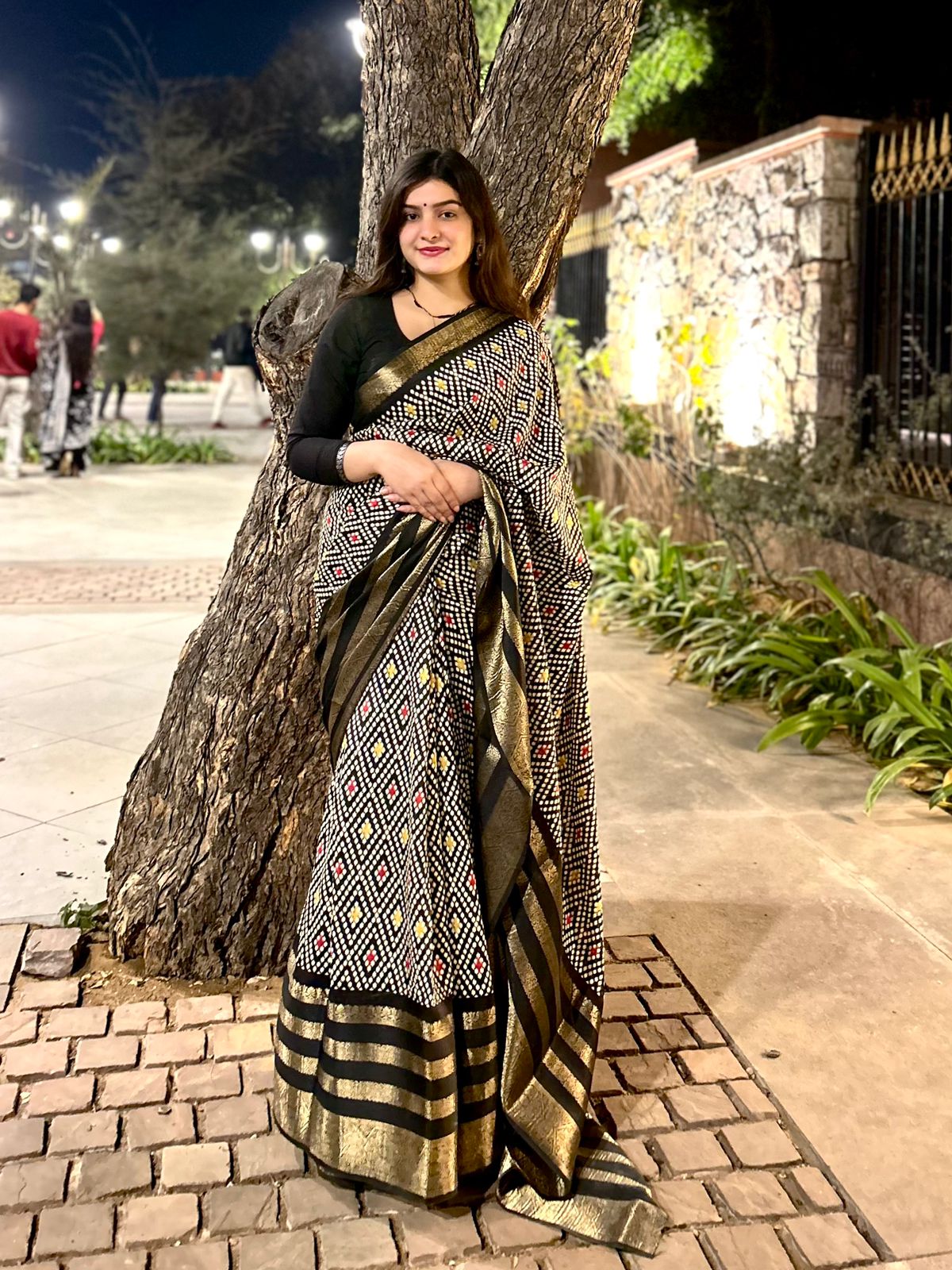 BLACK COLOR MULTIPLE JACQUARD WEAVING BORDER SOFT DOLA SILK SAREES