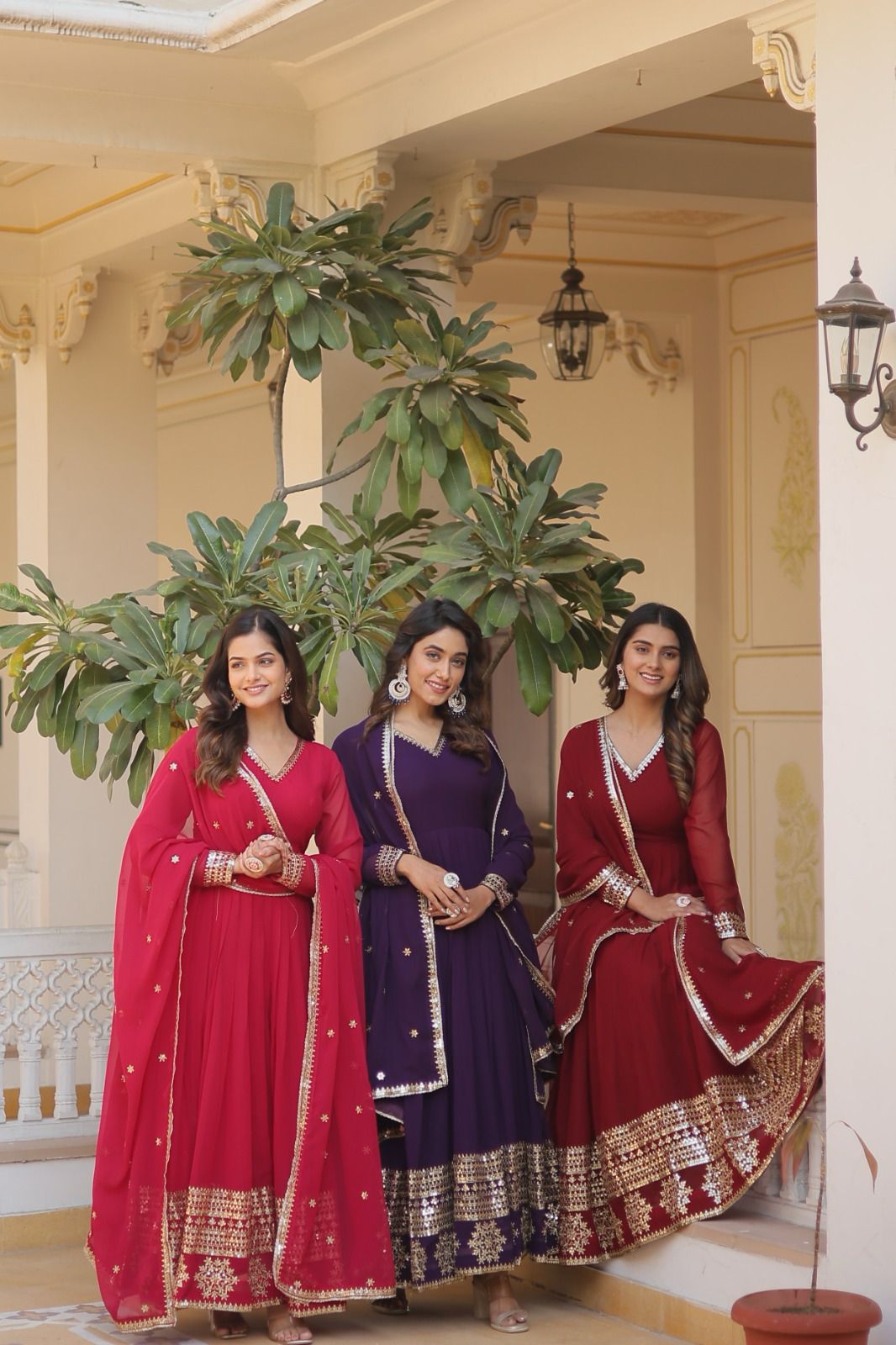 GLORIOUS CHARM WINE COLOR ATTRECTIVE SEQUINS EMBROIDERED WORK ANARKALI GOWN WITH DUPATTA