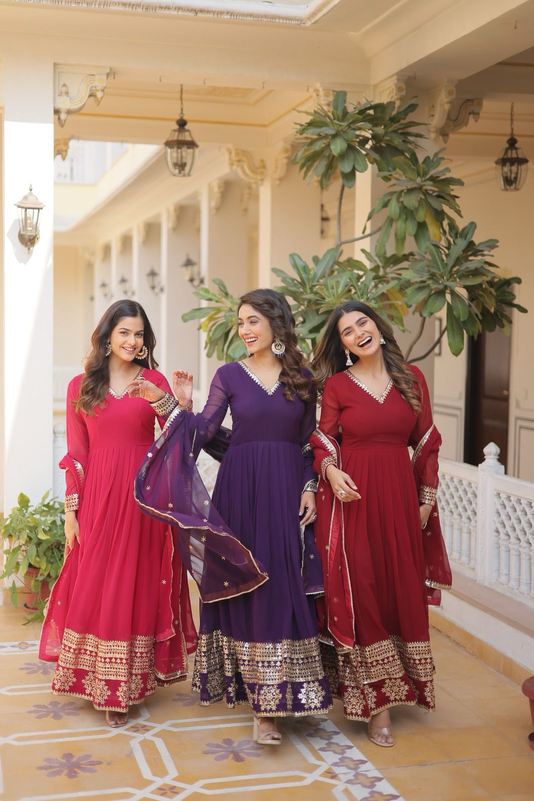 GLORIOUS CHARM WINE COLOR ATTRECTIVE SEQUINS EMBROIDERED WORK ANARKALI GOWN WITH DUPATTA