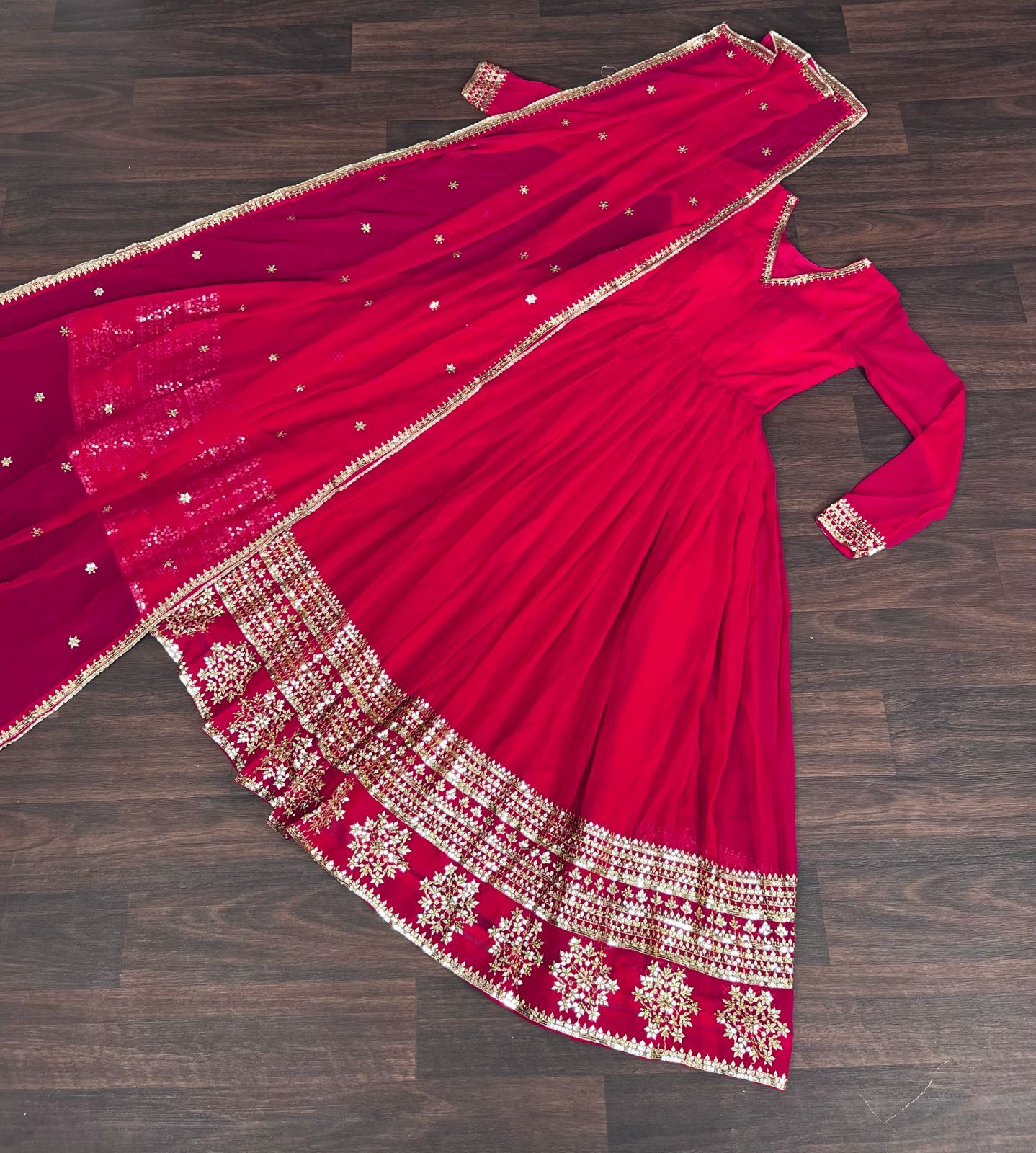 GLORIOUS CHARM WINE COLOR ATTRECTIVE SEQUINS EMBROIDERED WORK ANARKALI GOWN WITH DUPATTA