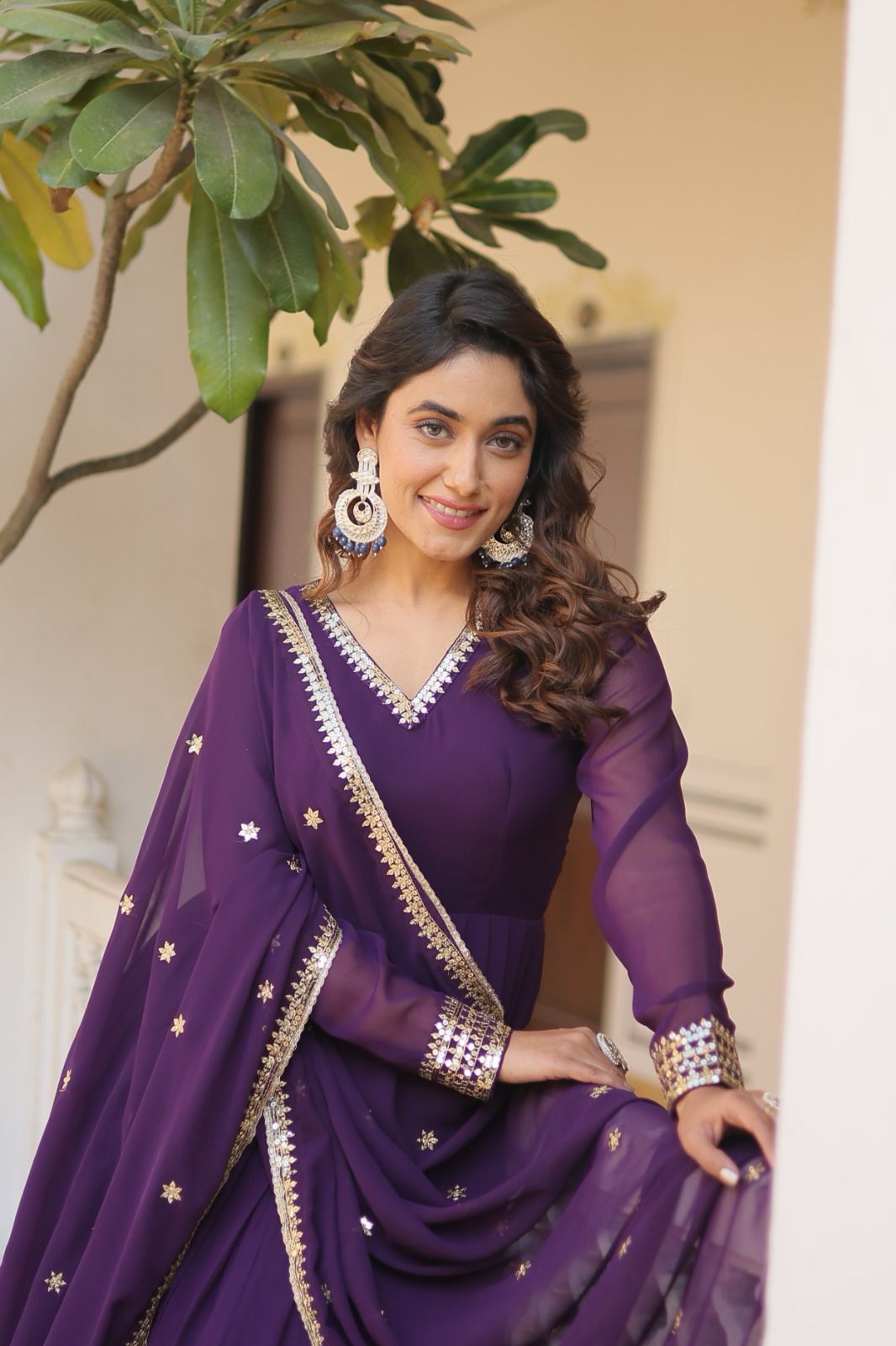 GLORIOUS CHARM WINE COLOR ATTRECTIVE SEQUINS EMBROIDERED WORK ANARKALI GOWN WITH DUPATTA