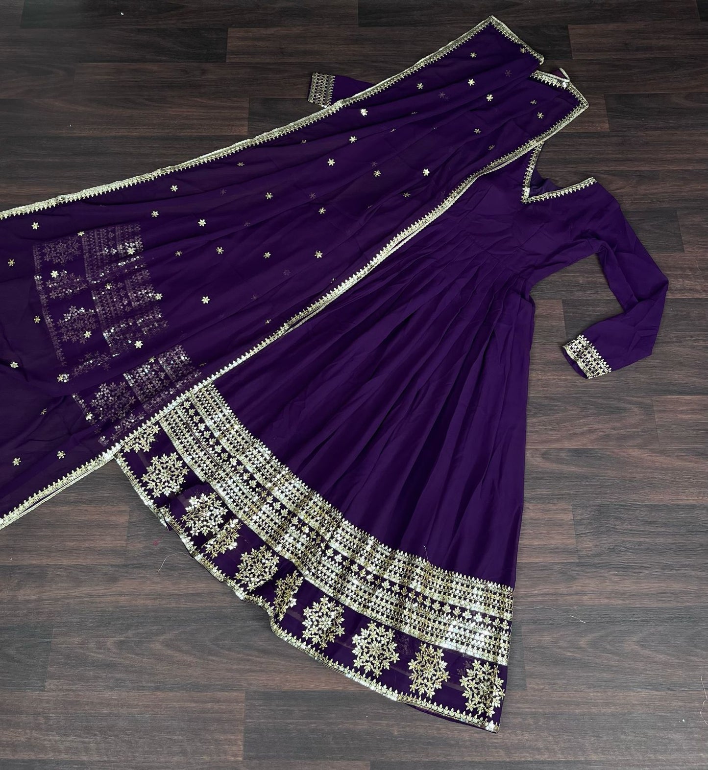 GLORIOUS CHARM WINE COLOR ATTRECTIVE SEQUINS EMBROIDERED WORK ANARKALI GOWN WITH DUPATTA