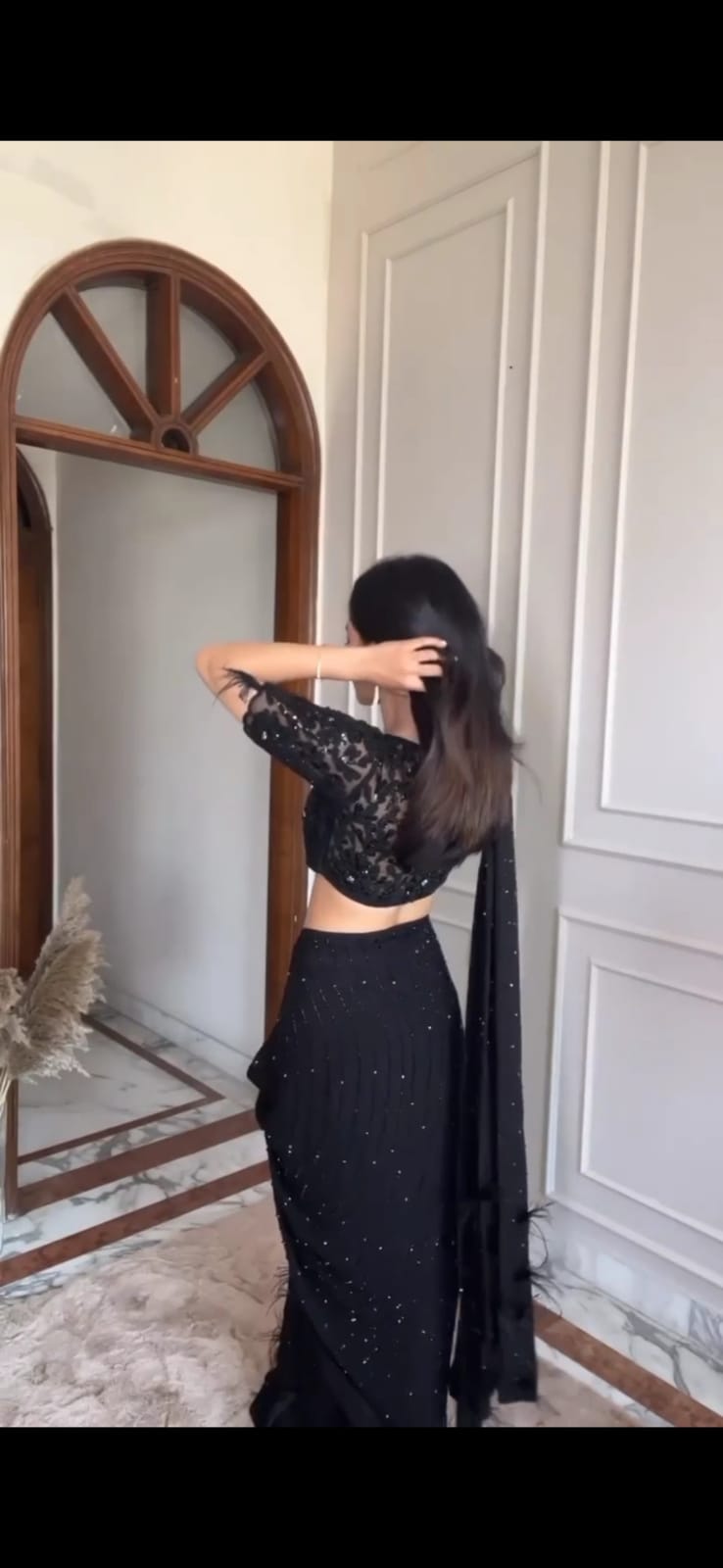 PURE GEORGETTE WITH EMBROIDERY WORK BLACK SAREE