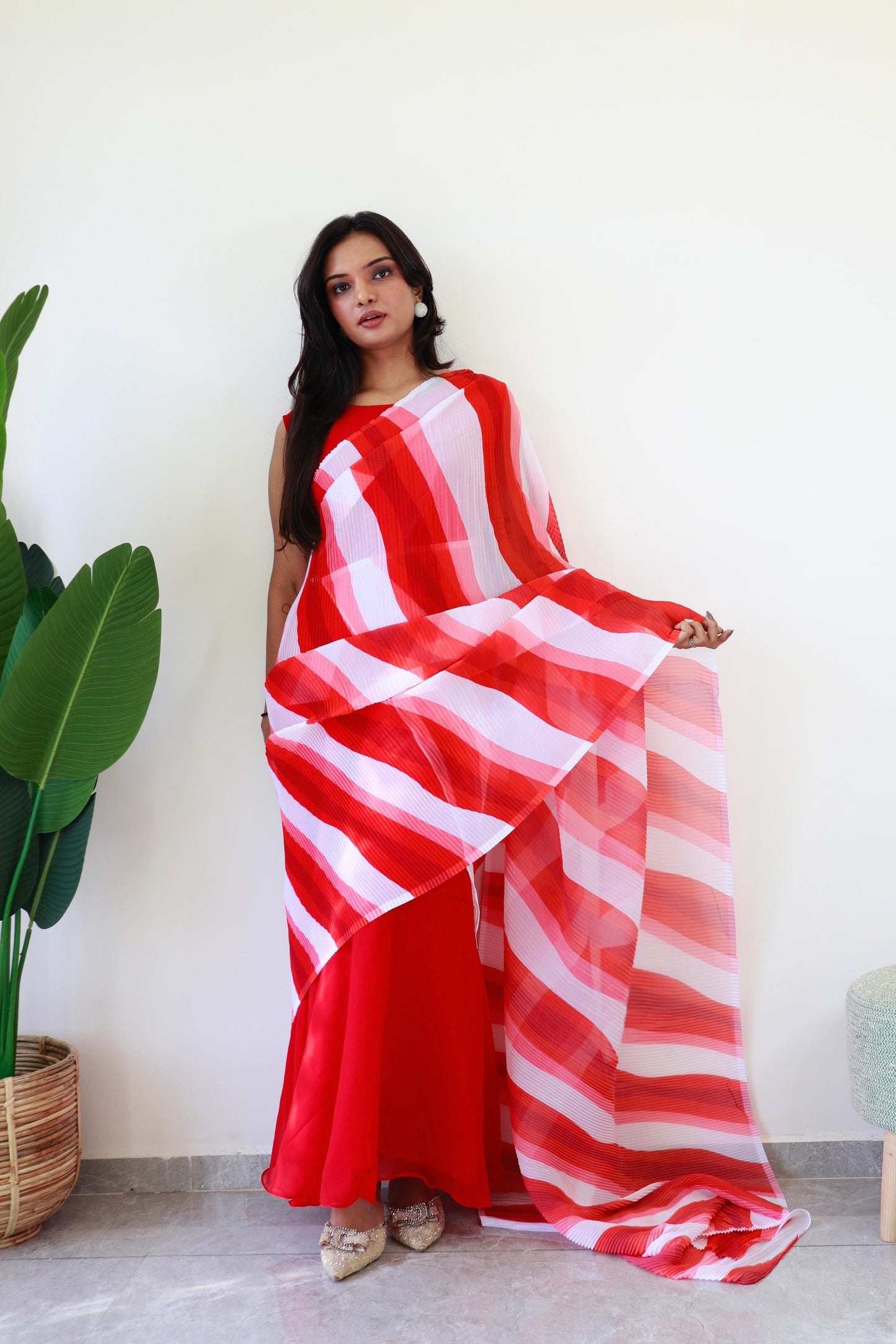 RED READY TO WEAR GOWN SAREE