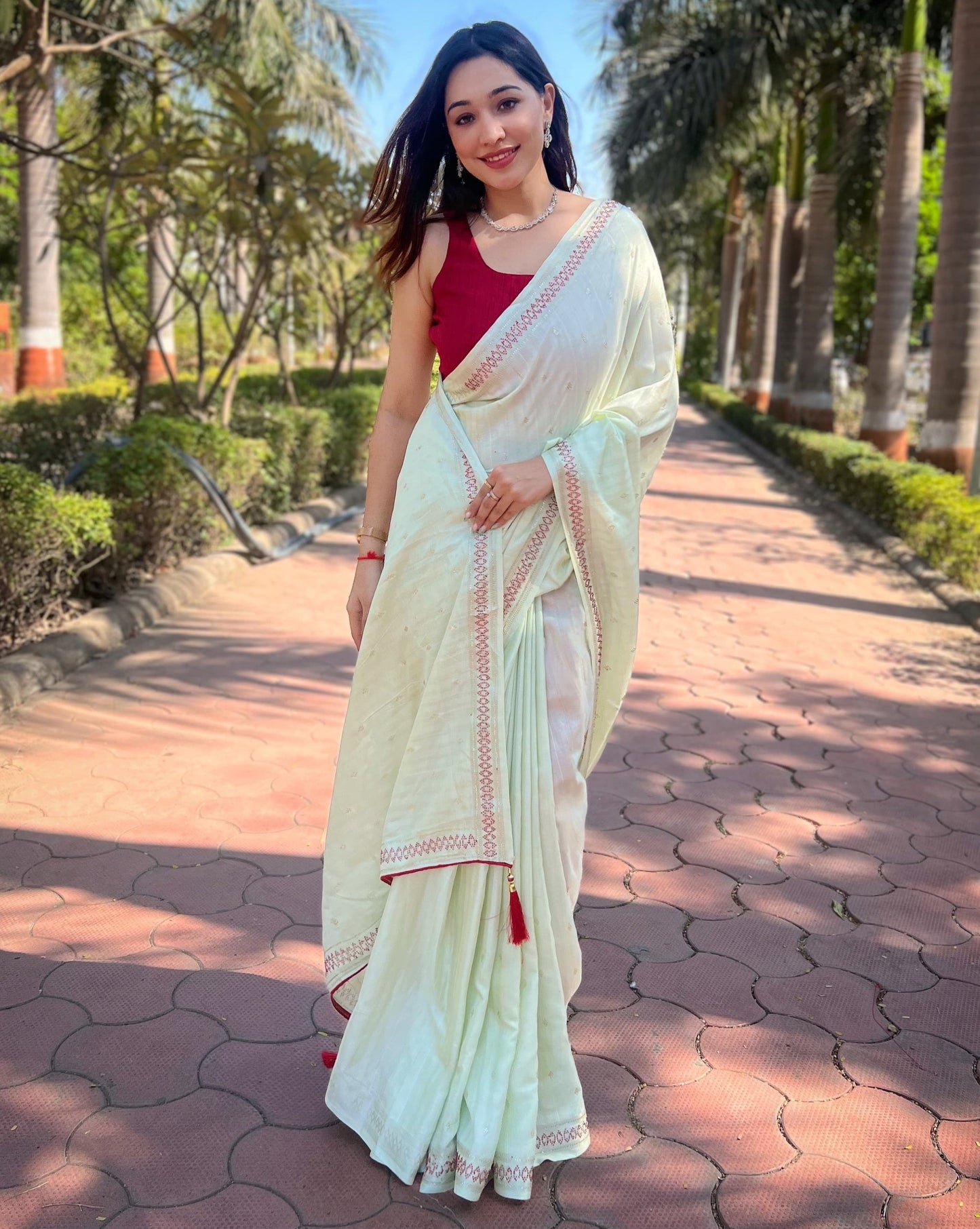 PISTA COLOR MANIPURI SILK WITH SOROSHKI DIAMOND WORK SAREE