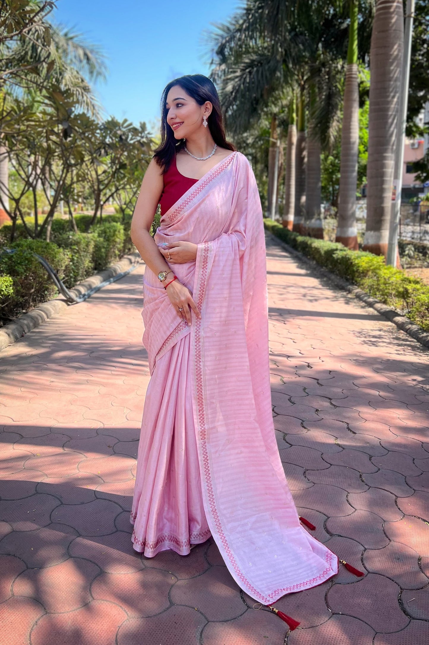 PISTA COLOR MANIPURI SILK WITH SOROSHKI DIAMOND WORK SAREE