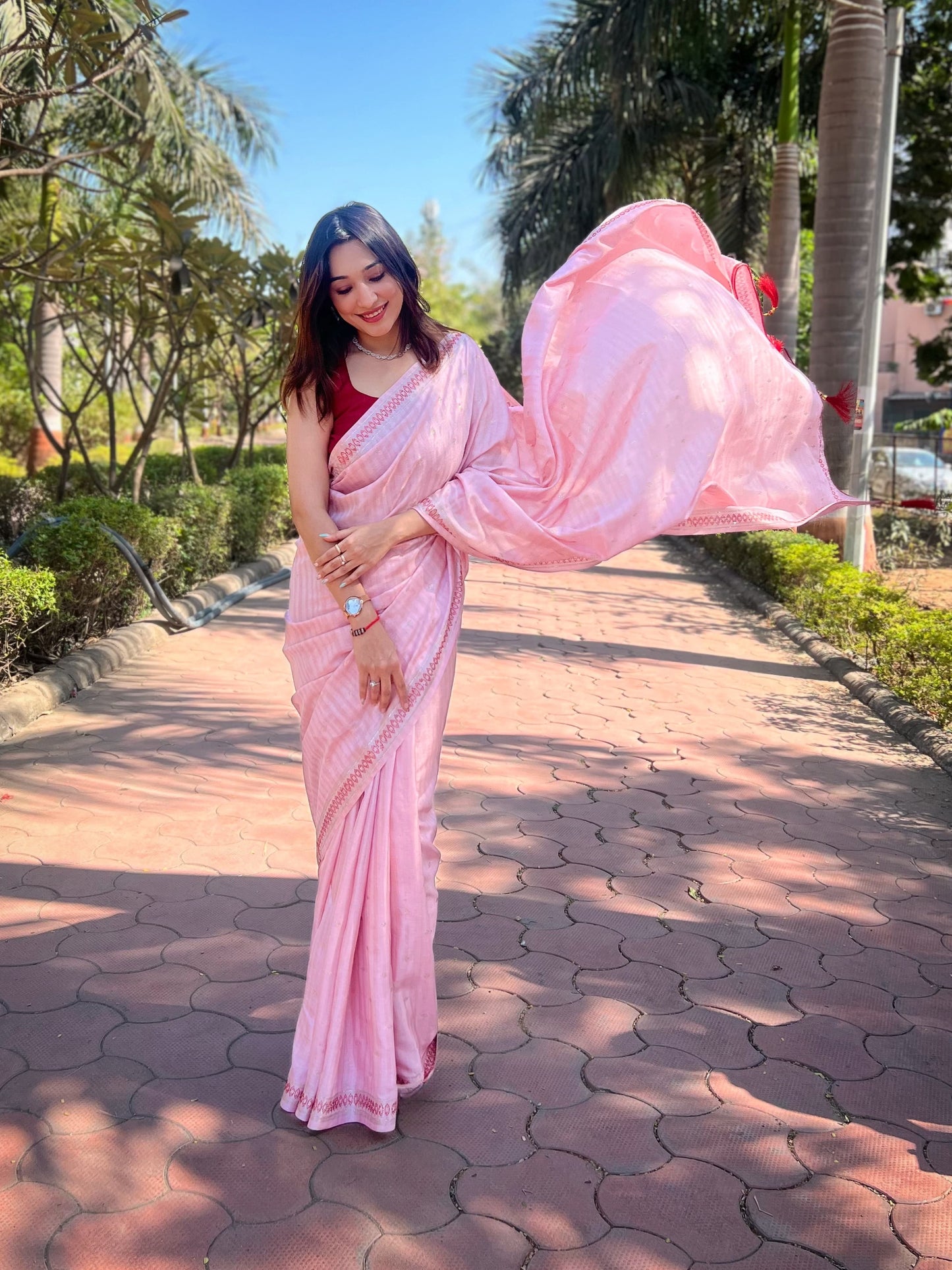 PISTA COLOR MANIPURI SILK WITH SOROSHKI DIAMOND WORK SAREE