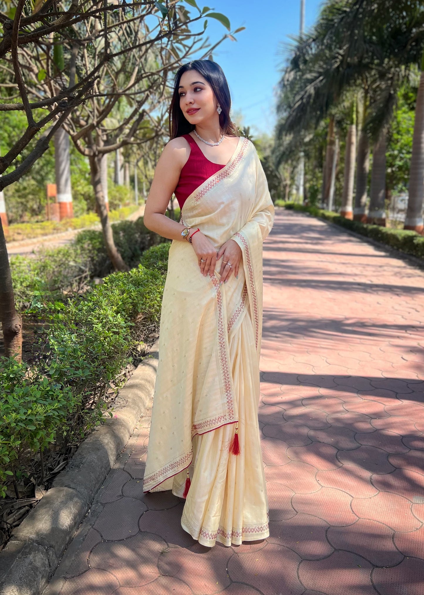 PISTA COLOR MANIPURI SILK WITH SOROSHKI DIAMOND WORK SAREE