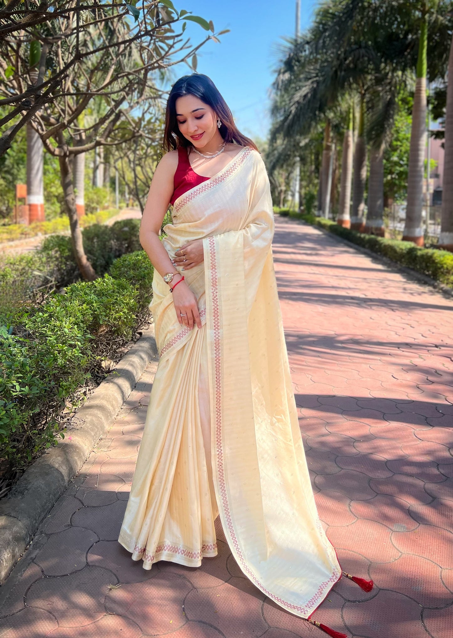 PISTA COLOR MANIPURI SILK WITH SOROSHKI DIAMOND WORK SAREE