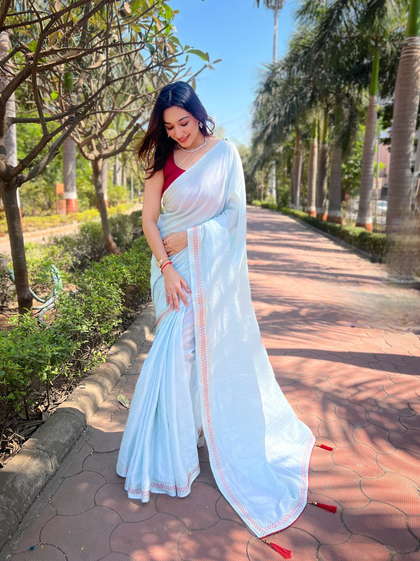 PISTA COLOR MANIPURI SILK WITH SOROSHKI DIAMOND WORK SAREE