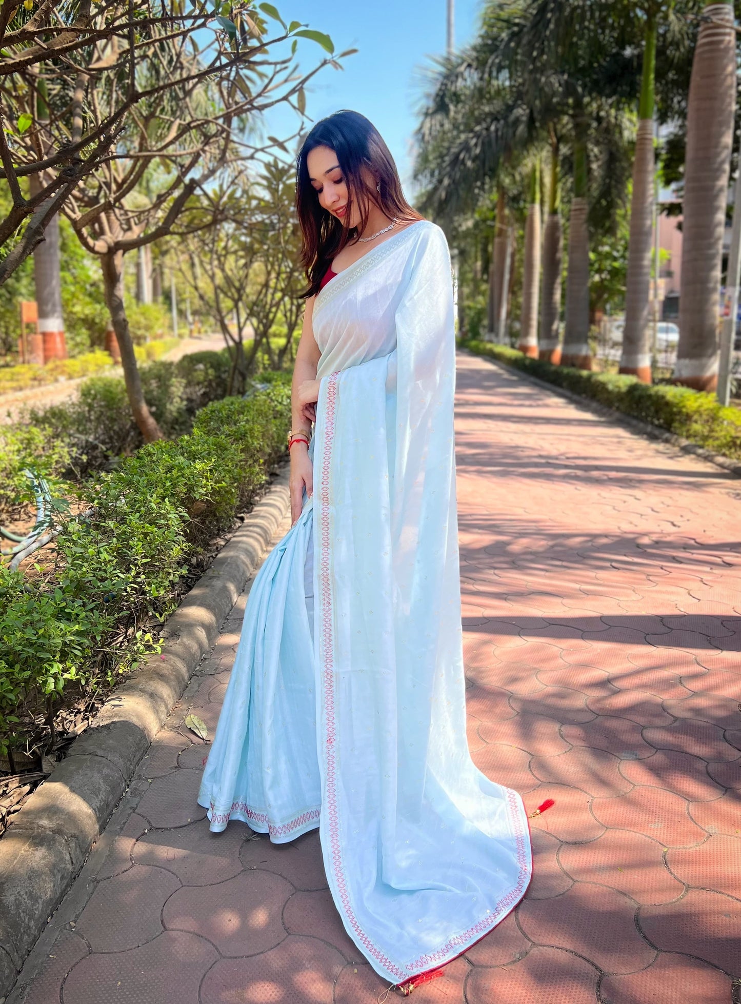PISTA COLOR MANIPURI SILK WITH SOROSHKI DIAMOND WORK SAREE