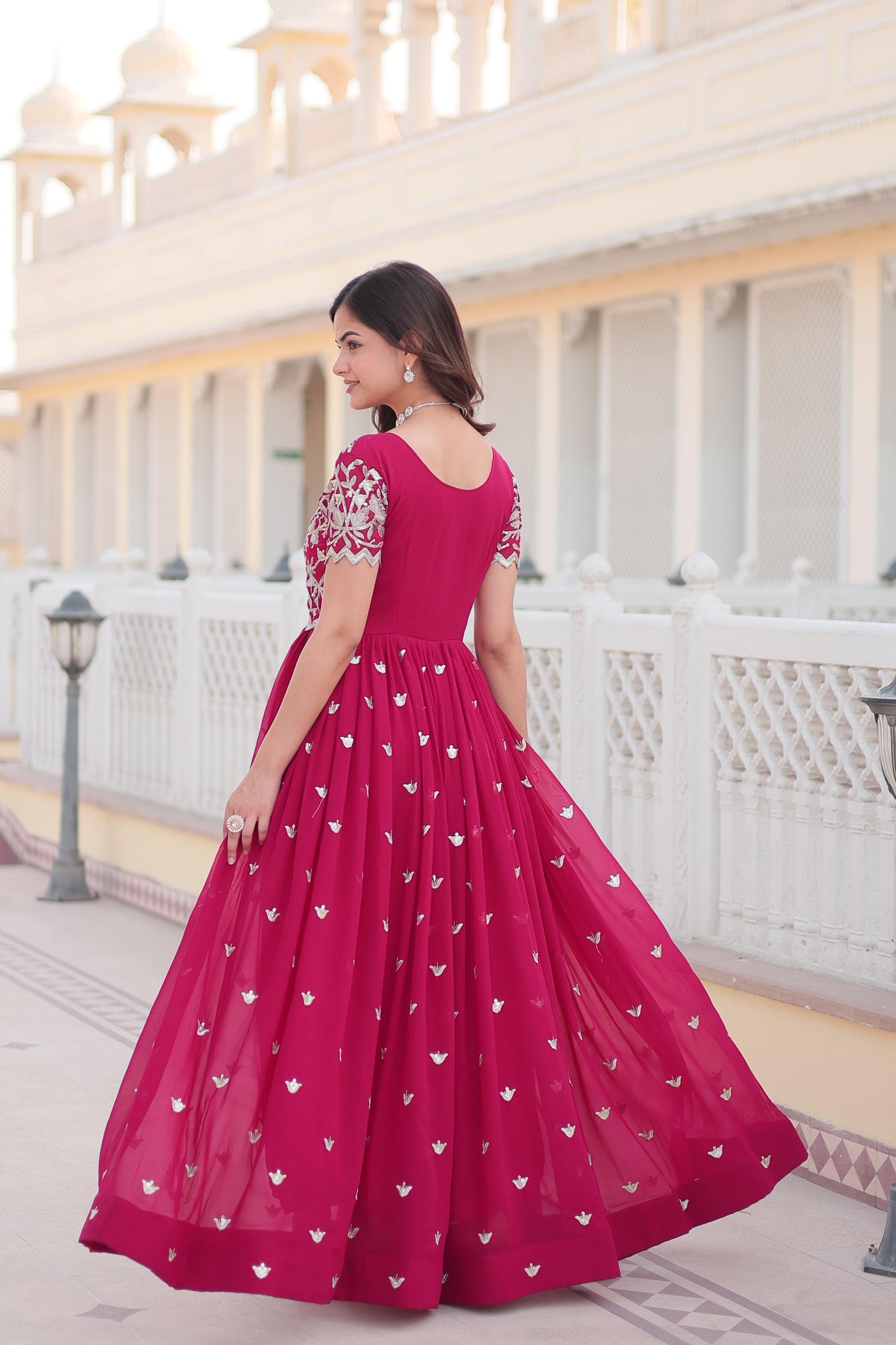 STUNNING CODING SEQUINS WORK PINK COLOR FANTASY ANARKALI GOWN